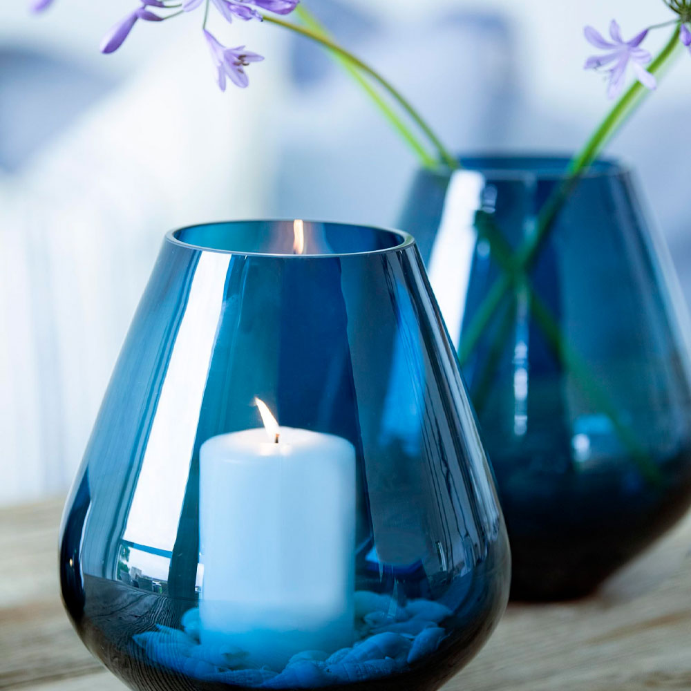 Magnor Rocks stormlykt/vase 22 cm blå