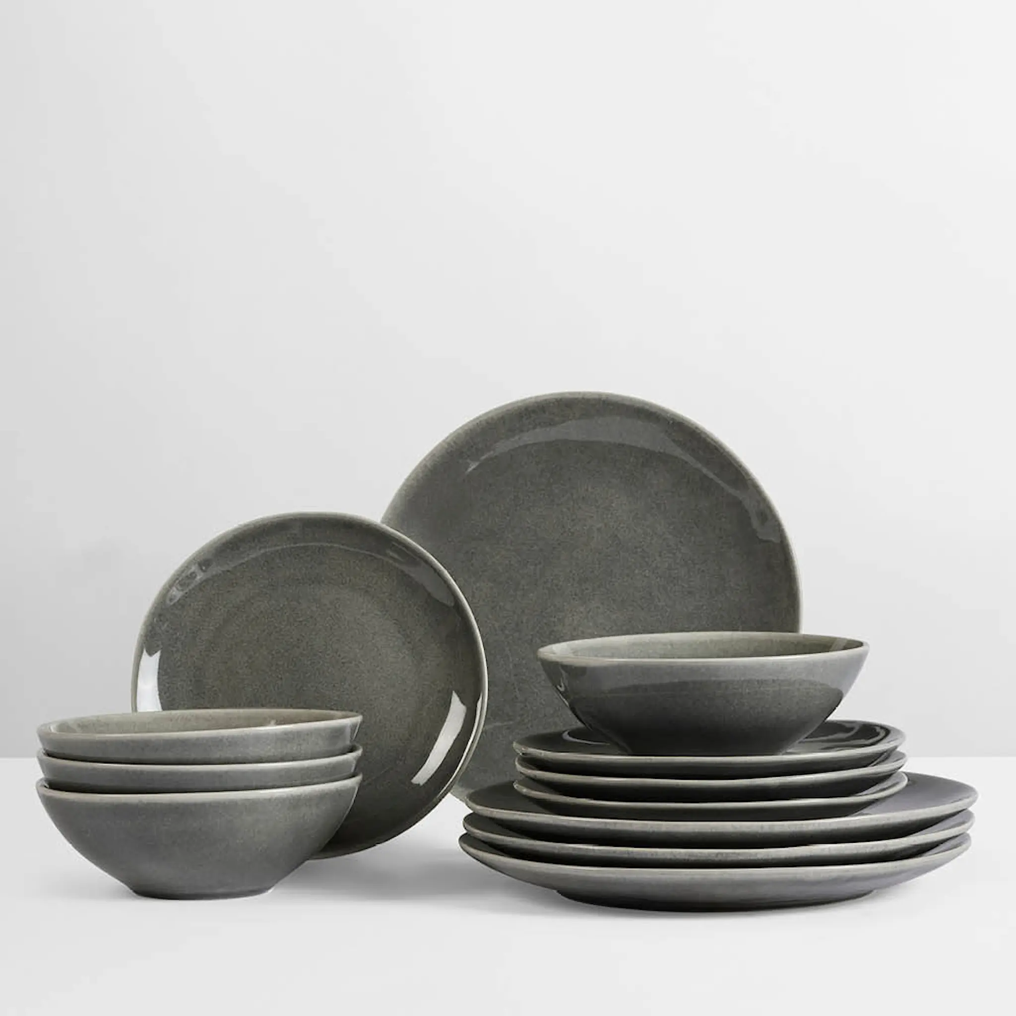 Broste Copenhagen Nordic Rain servis middagsset 12 delar grå