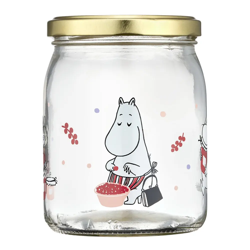 Mummi glasskrukke og 4 klistremerker 0,5L bær