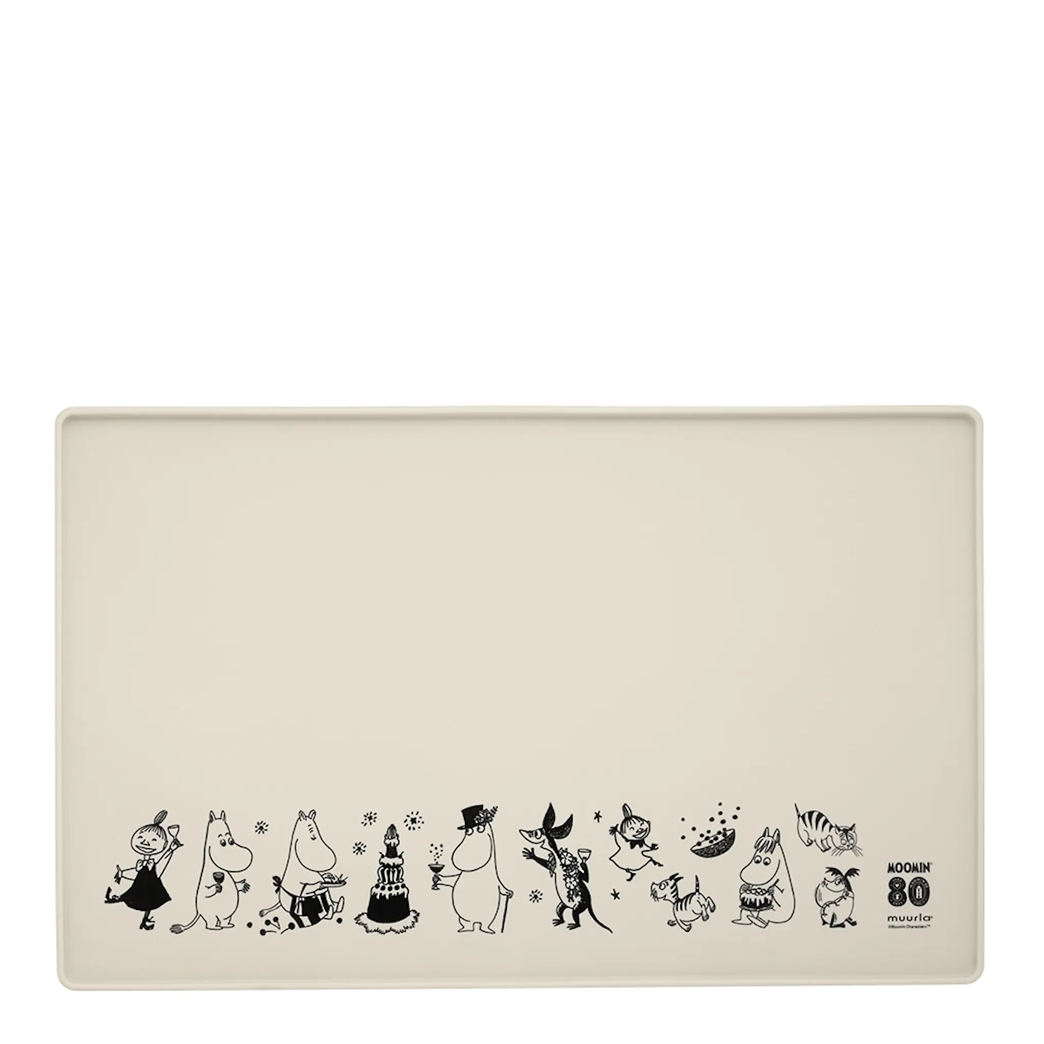 Muurla Moomin for Pets silikonmatta 48x30 cm mumin 80 år benvit/svart