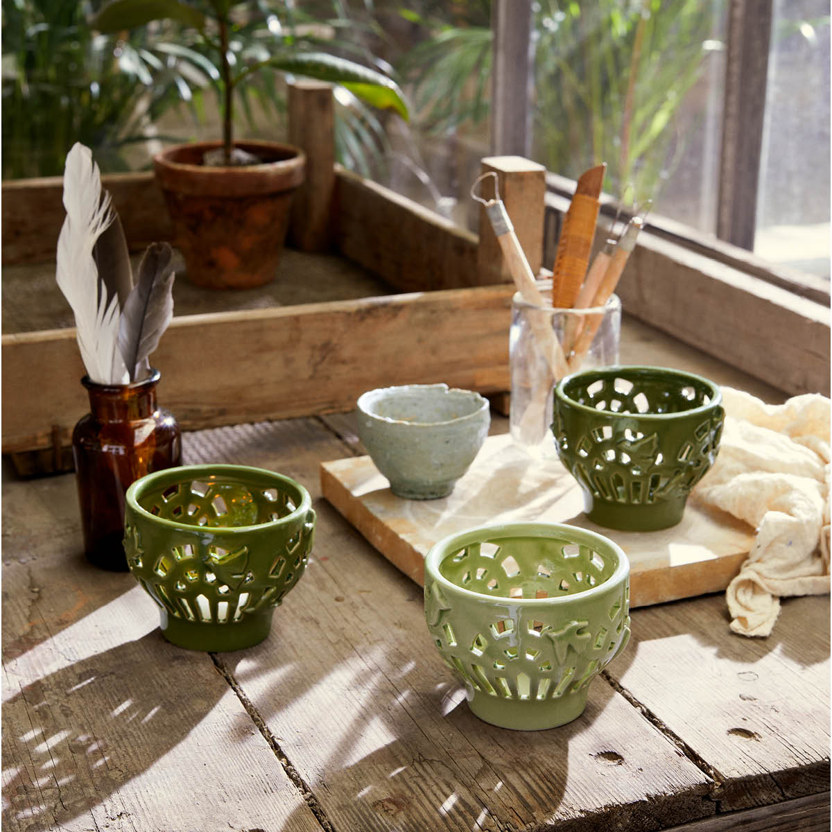 Kähler Orangery telyslykt 9,5 cm green garden