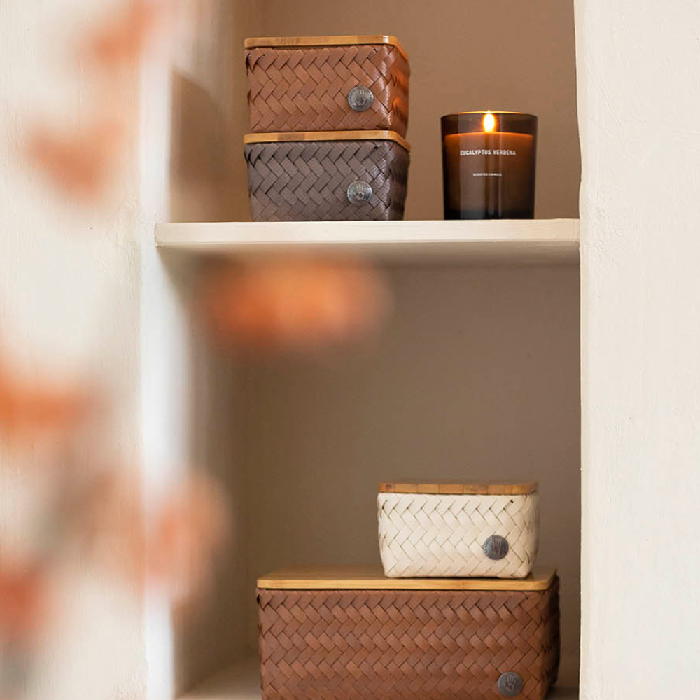 Handed By Top Fit Tiny förvaringskorg med lock 13x13x8 cm taupe