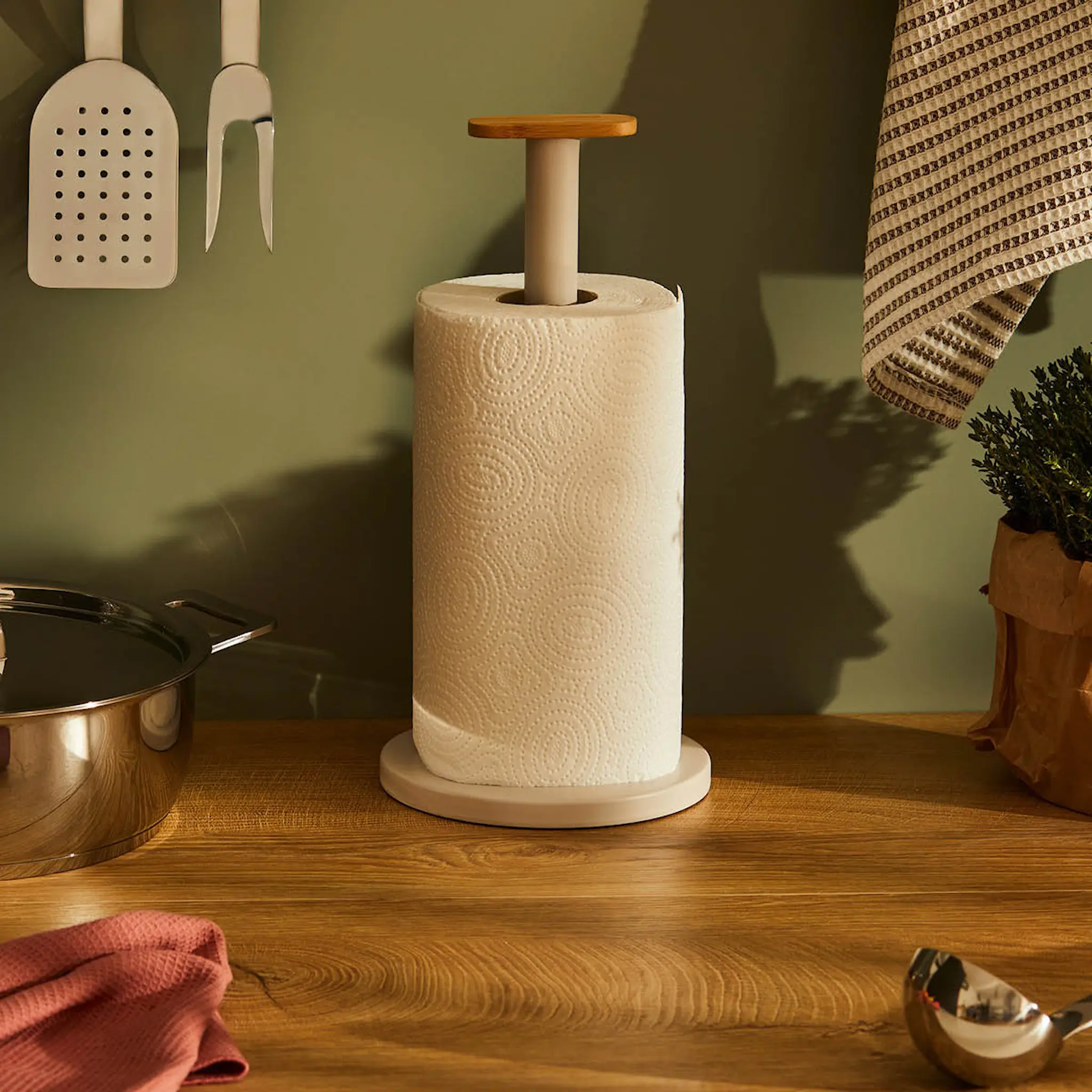 Alessi Mattina talouspaperiteline 33 cm tummanharmaa/bambu