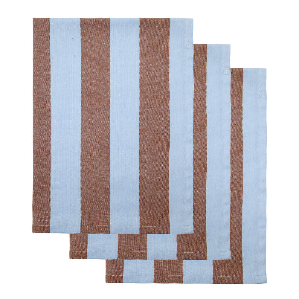 House Doctor Cook Keittiöpyyhe 75x55 cm 3 kpl Vaaleansininen/Ruskea