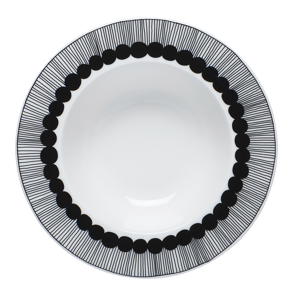 Marimekko - Oiva / Siirtolapuutarha Syvä lautanen 20 cm Musta/Valkoinen