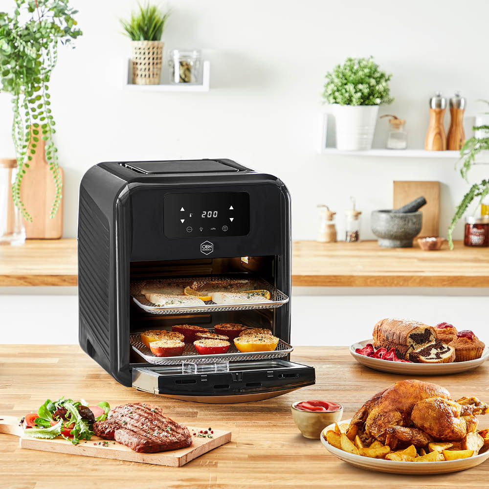 OBH Nordica Easy Fry Oven & Grill Airfryer 11 L 9-in-1 Musta