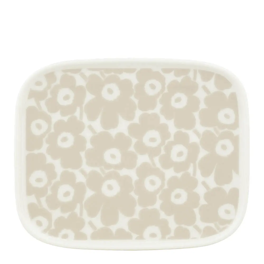 Juhla Unikko tarjoilulautanen 15x12 cm harmaa/valkoinen