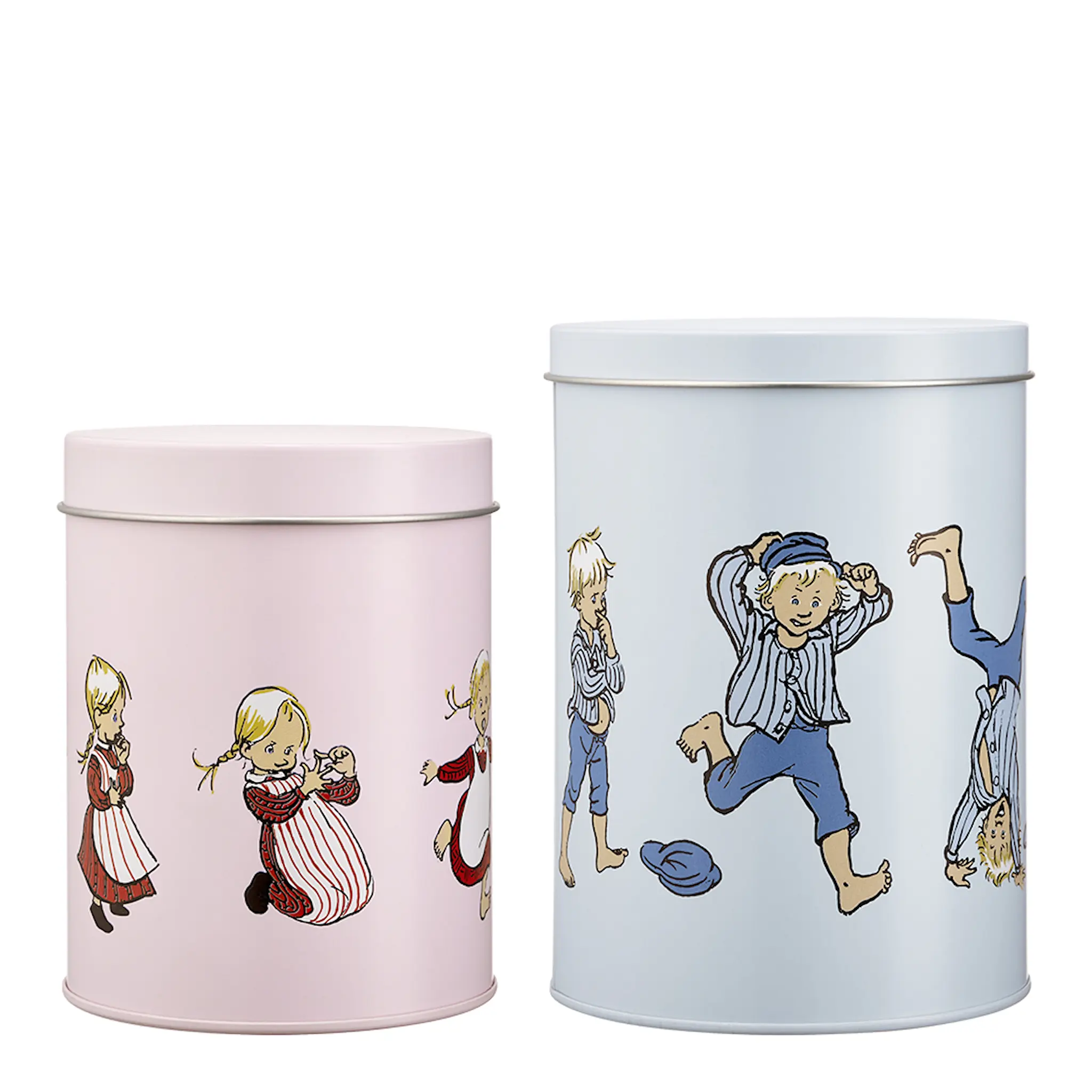 Muurla Emil plåtburk 2-pack 11x17 cm Emil och Ida blå/rosa