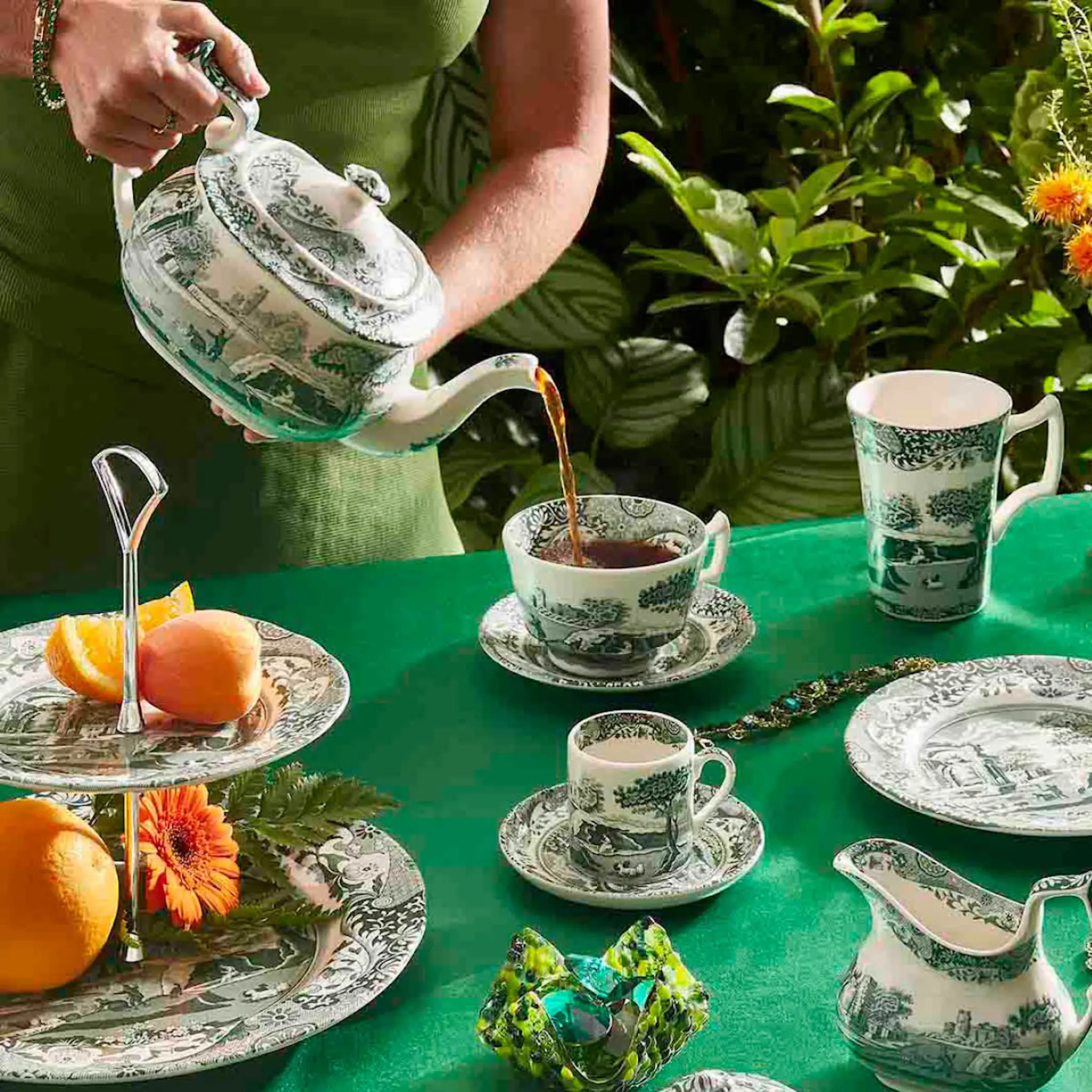 Spode Heritage Green Italian tekanna 1,1 L grön/vit