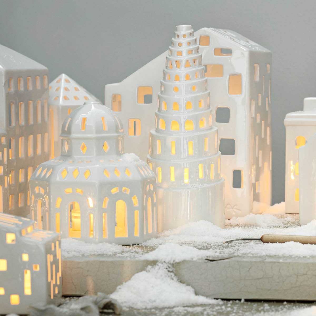 Kähler Urbania Kynttilälyhty Glassalen 14,5 cm Valkoinen