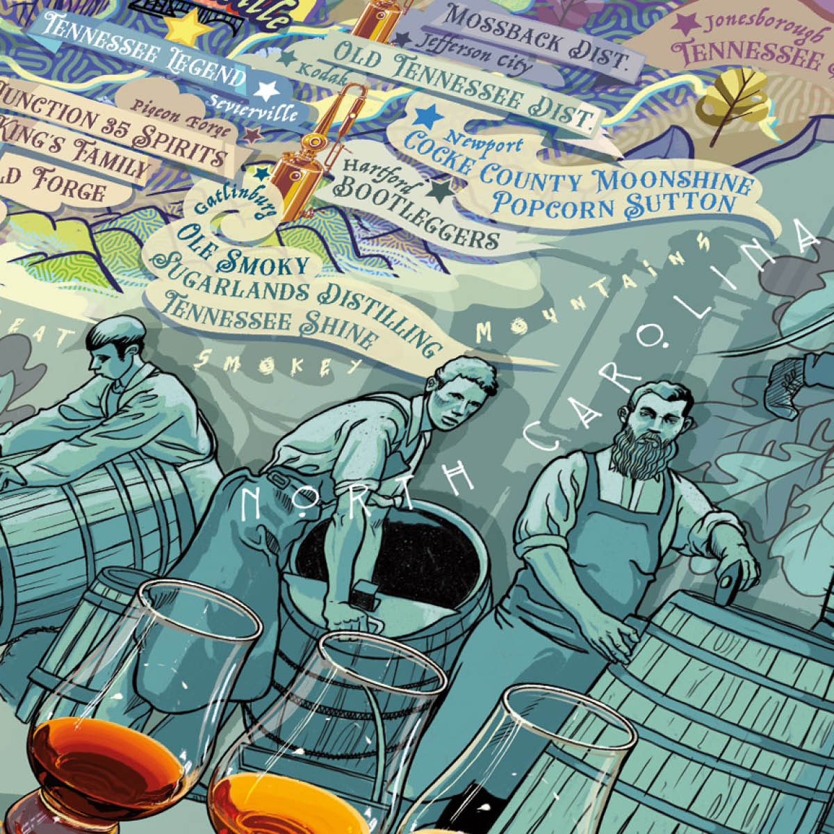 Water and Wines Whisky Puzzle Palapeli Kentucky & Tennessee (Bourbon) 1000 palaa