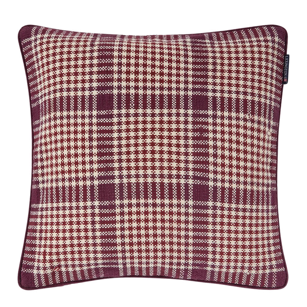Lexington Rutigt kuddfodral 50x50 cm fig/wine/light beige