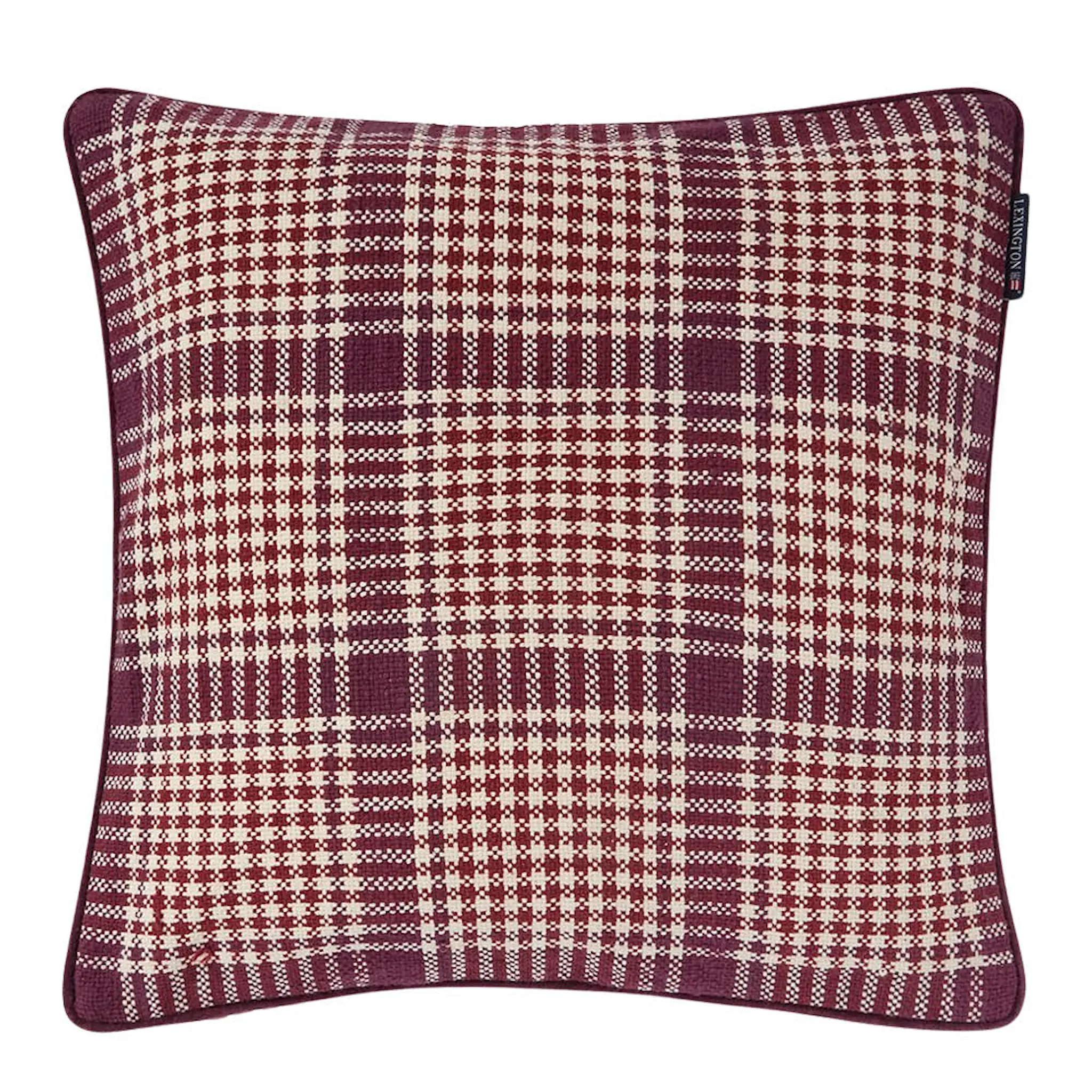 Lexington Rutigt kuddfodral 50x50 cm fig/wine/light beige