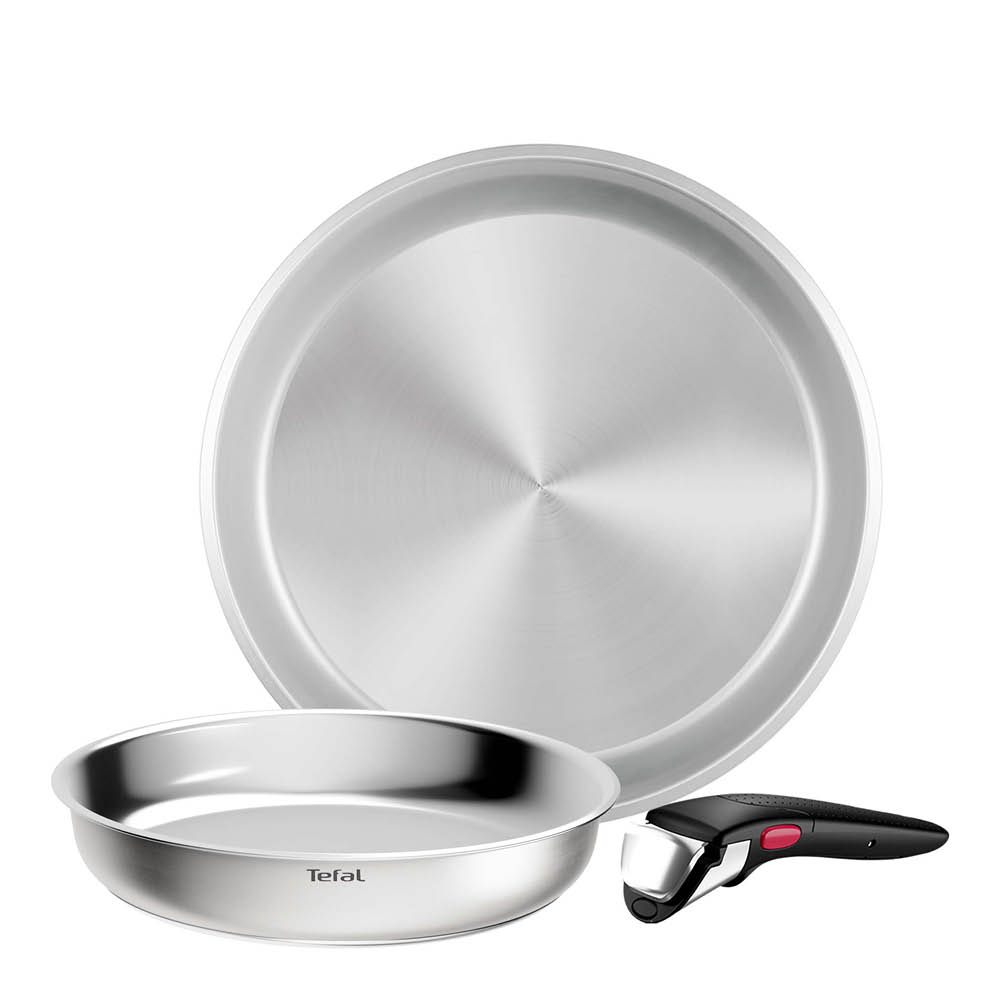 Tefal Ingenio Emotion Brushed stekepannesett 3 deler uten belegg