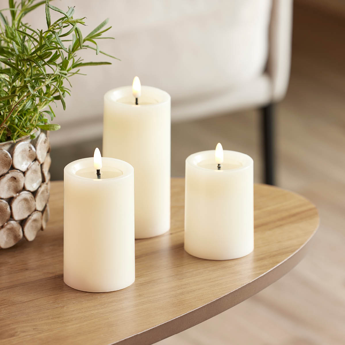 Edelweiss LED blockljus 7,5x10 cm ivory