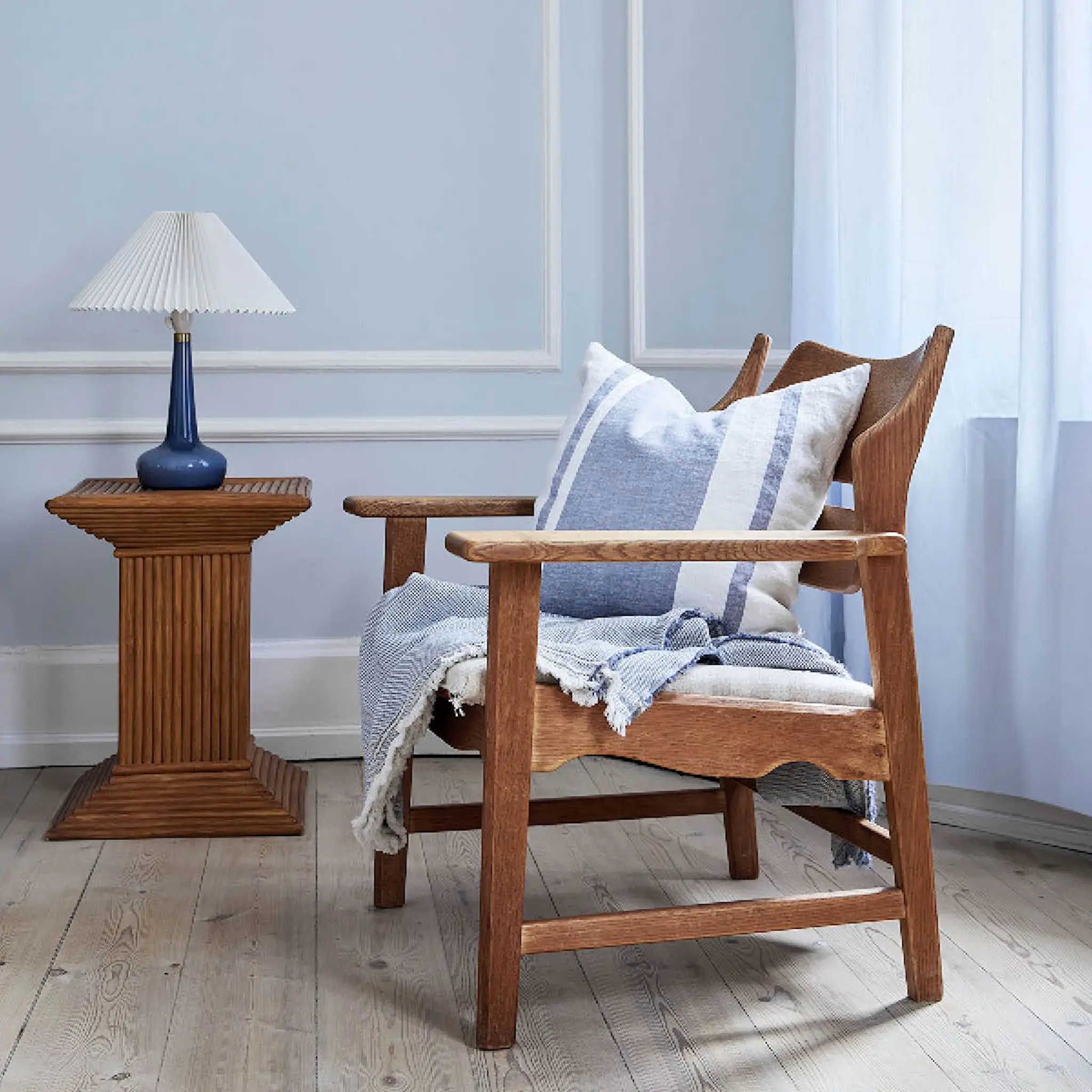 Tell Me More Jules kuddfodral linne 50x50 cm blå ränder