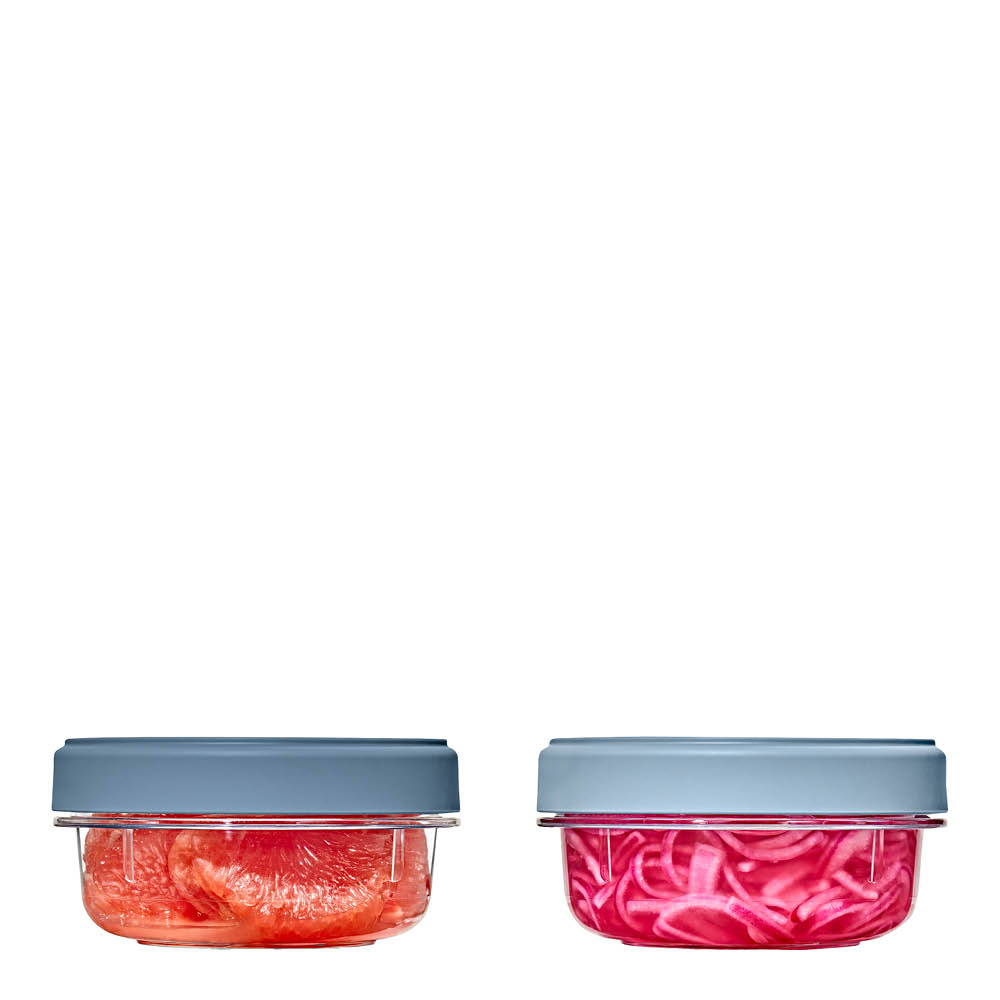 Oxo Twist & Stack förvaringsburk 35,5 cl 2-pack med lock klar/blå