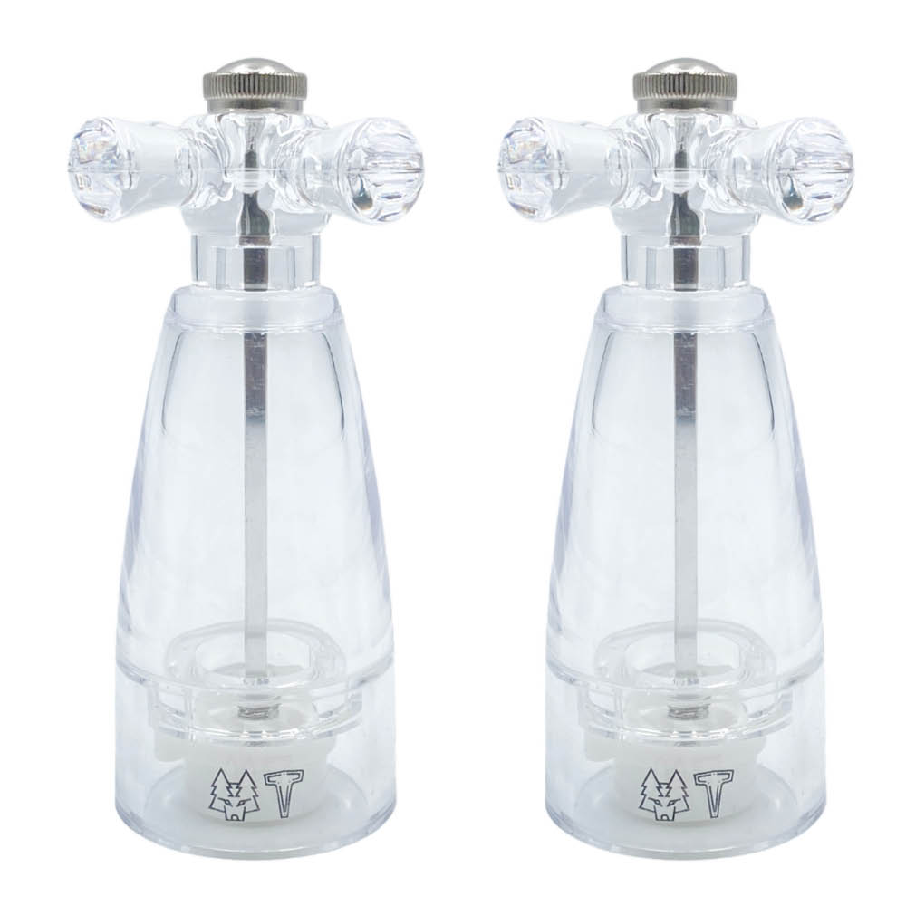 Vargen & Thor - Axia suola- ja pippurimylly 14,5 cm 2 osaa akryyli kirkas