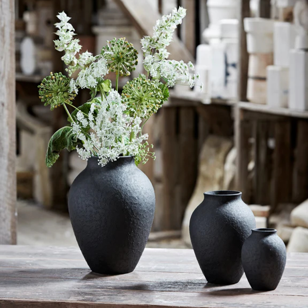 Knabstrup Keramik Knabstrup vase 20 cm svart
