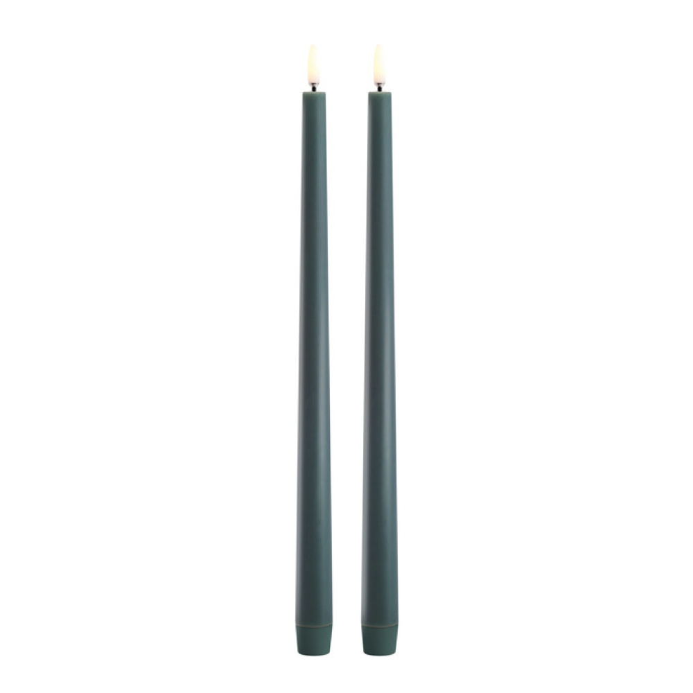 Uyuni Lighting - Taper Candles slim LED Kruunukynttilä 2,3x32 cm 2 kpl Tummanvihreä