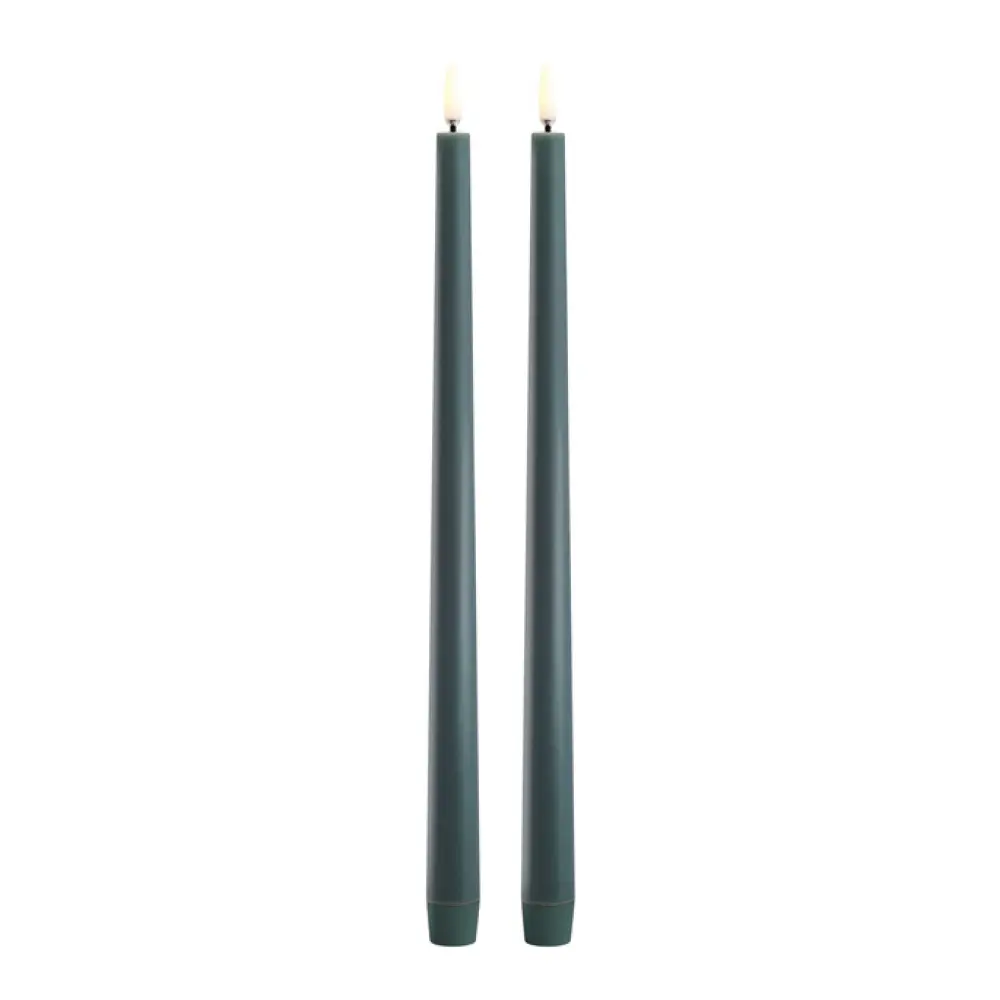 Taper Candles slim LED Kruunukynttilä 2,3x32 cm 2 kpl Tummanvihreä
