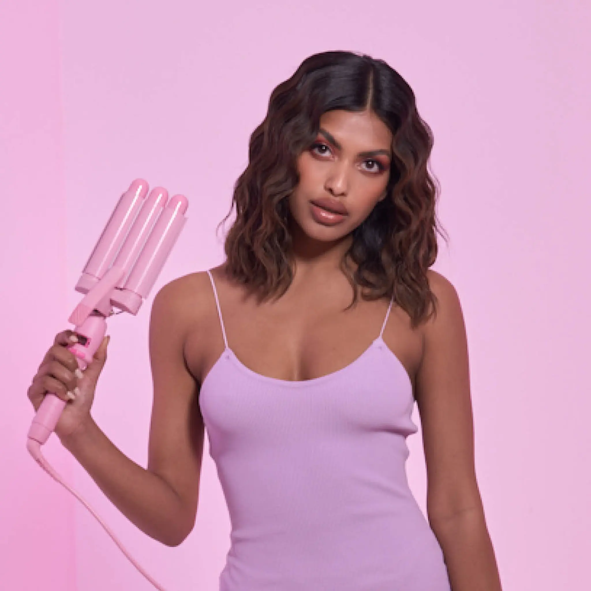 Mermade Mini Pro Waver vågtång trippel 25 mm rosa
