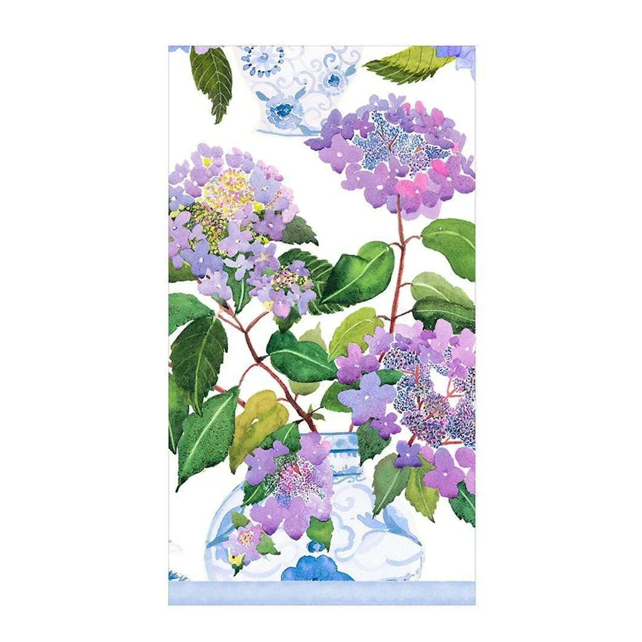 Caspari Hydrangeas and Porcelain servett 32,5x40 cm 15-pack lila