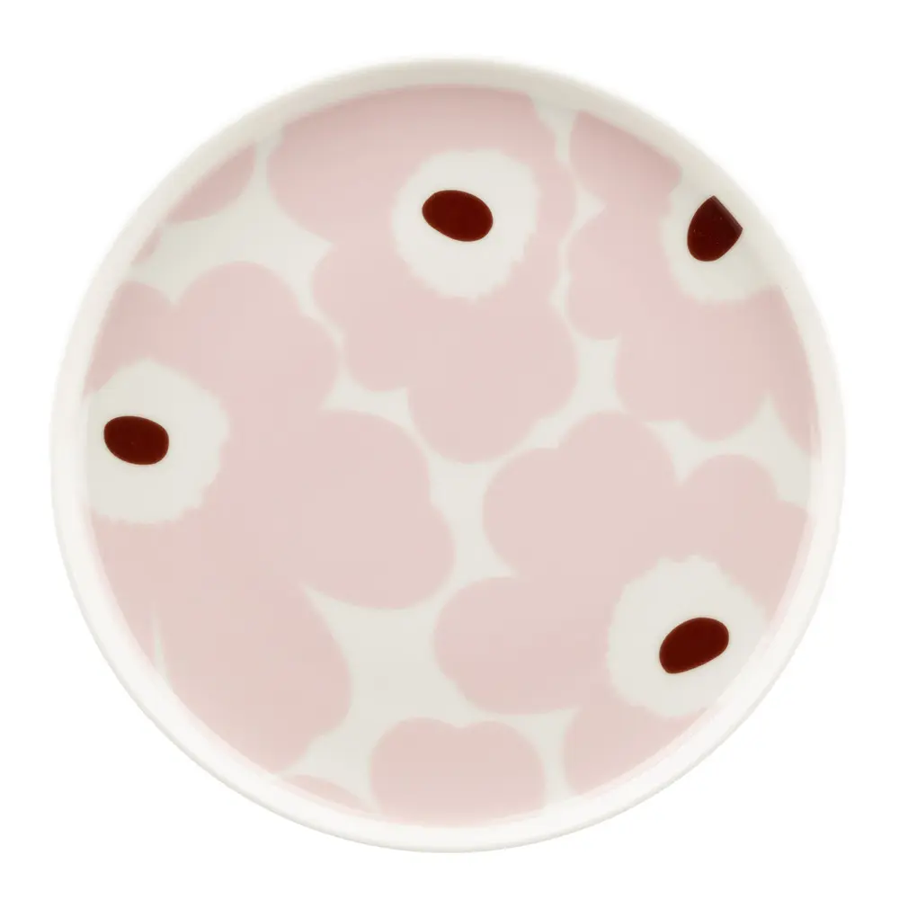 Unikko Lautanen 20 cm Valkoinen/Vaaleanpunainen/Kastanja