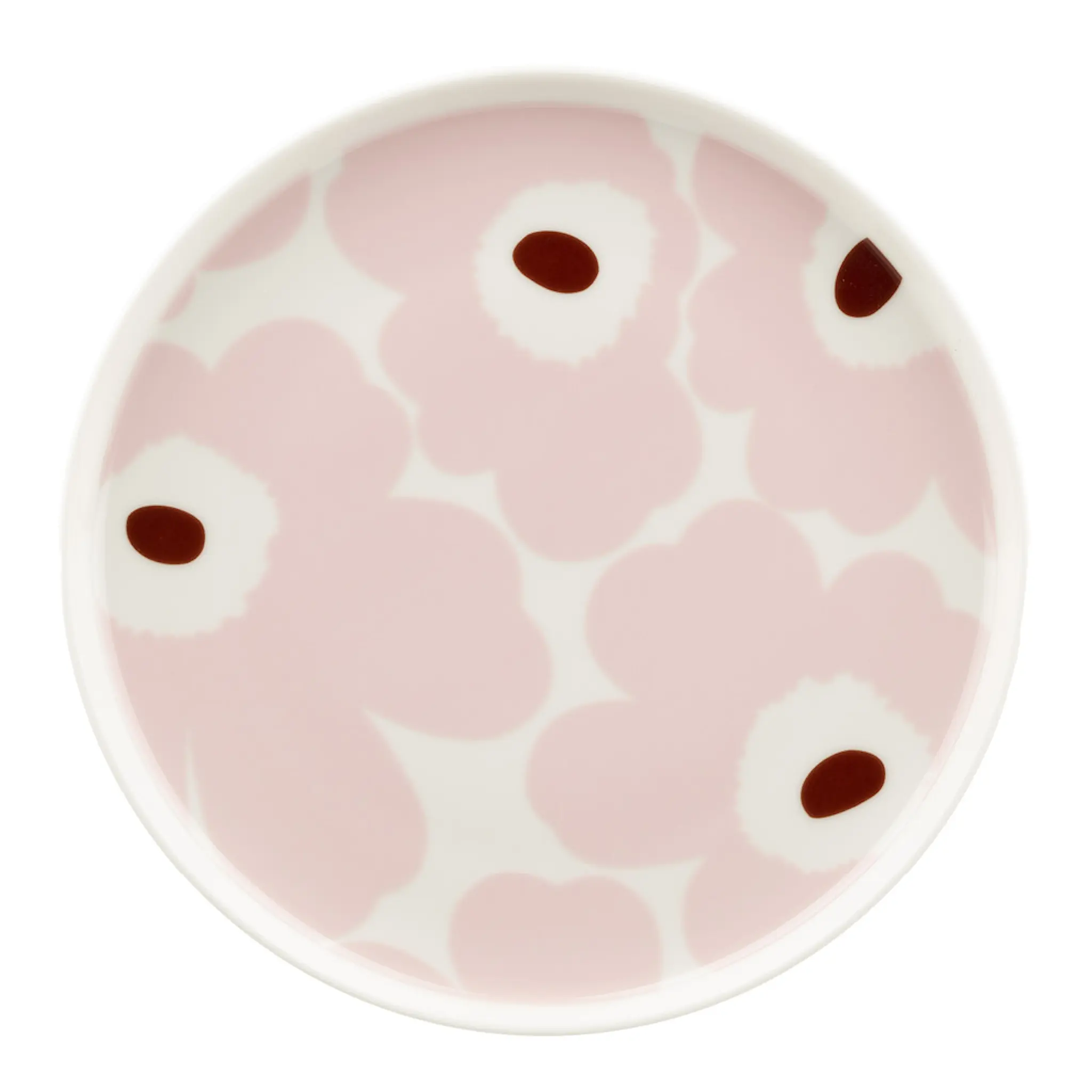 Marimekko Unikko assiett 20 cm vit/ljusrosa/kastanj