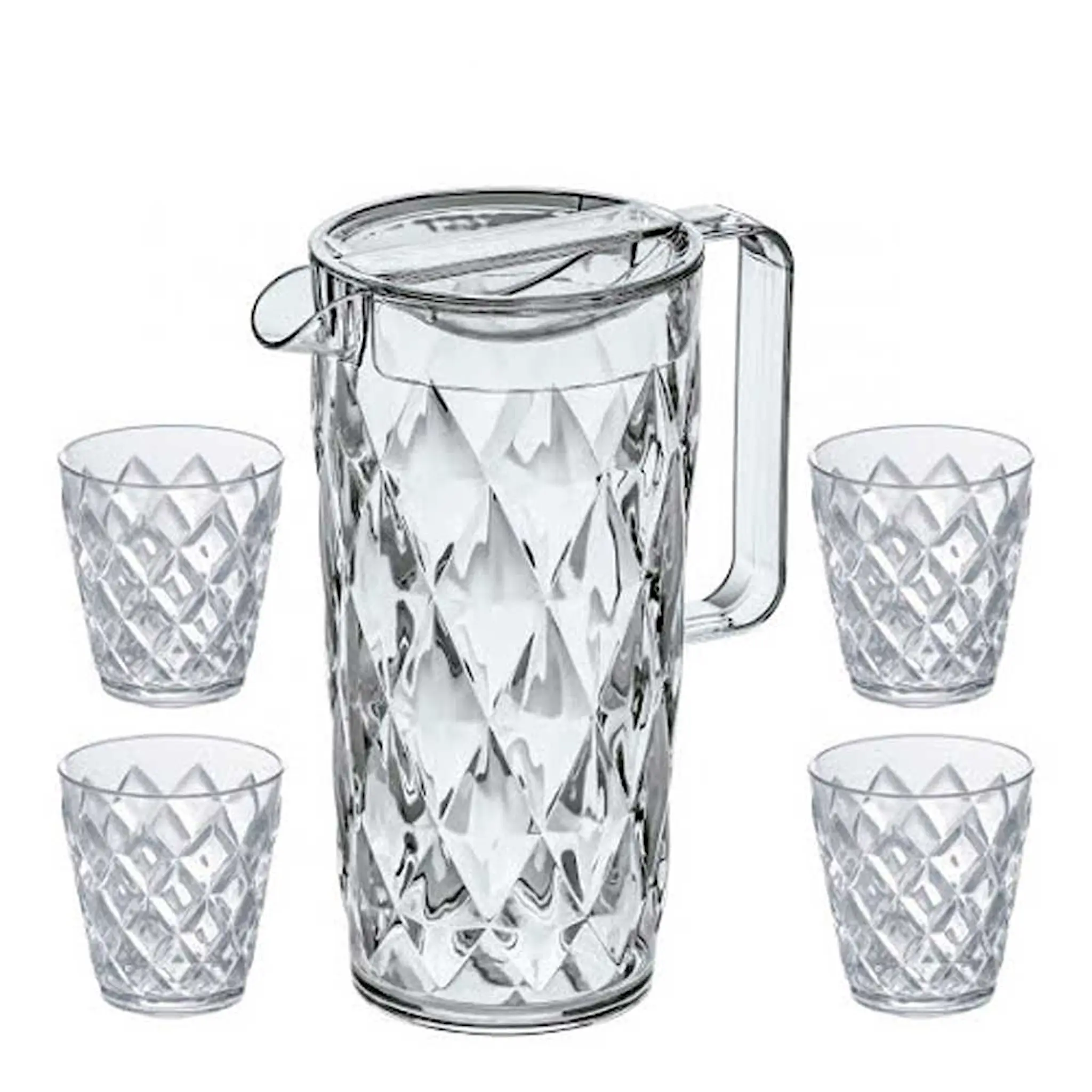 Koziol Crystal Karahvi + Lasi 4 kpl Kirkas
