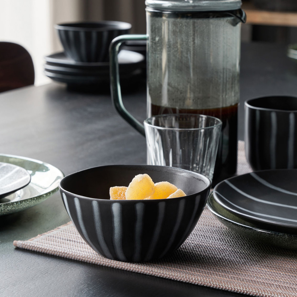 House Doctor Line skål 12 cm svart/brun