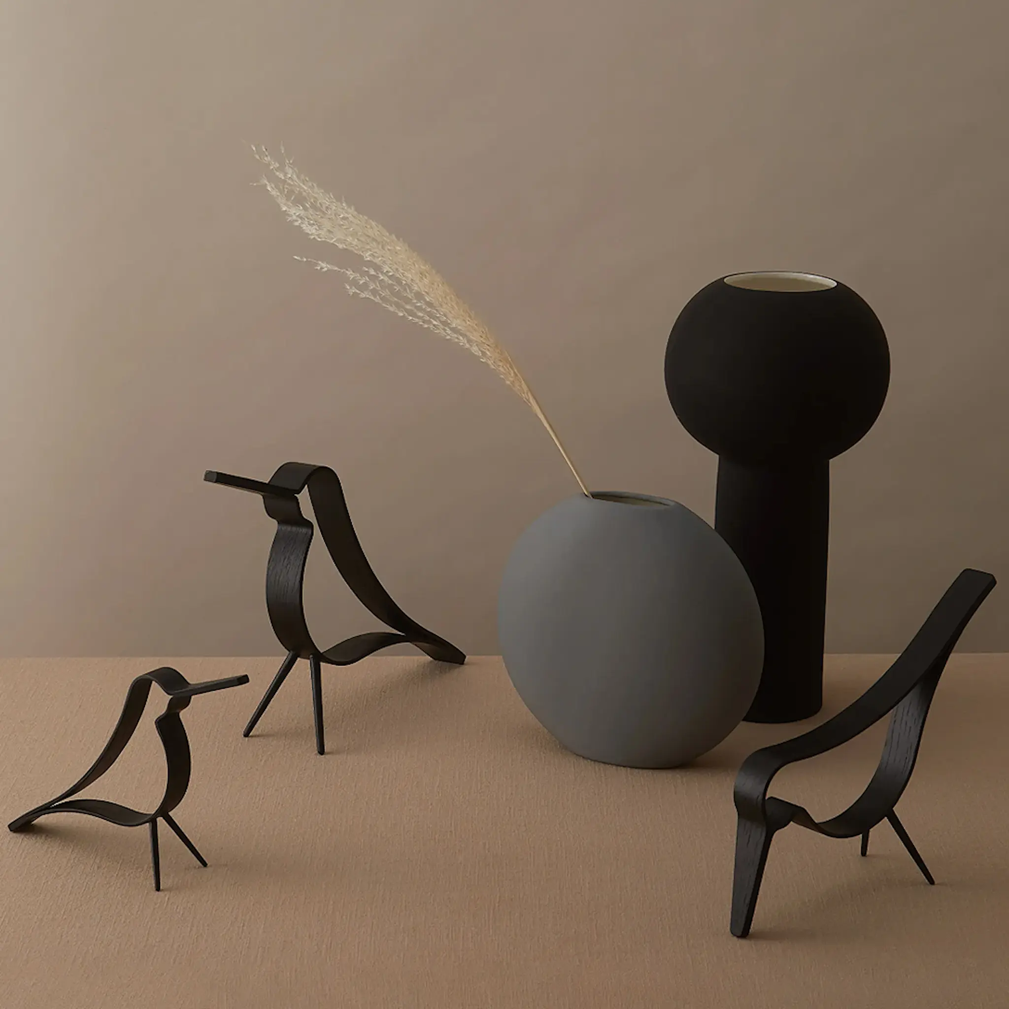 Cooee Woody Bird Small 14 cm svart