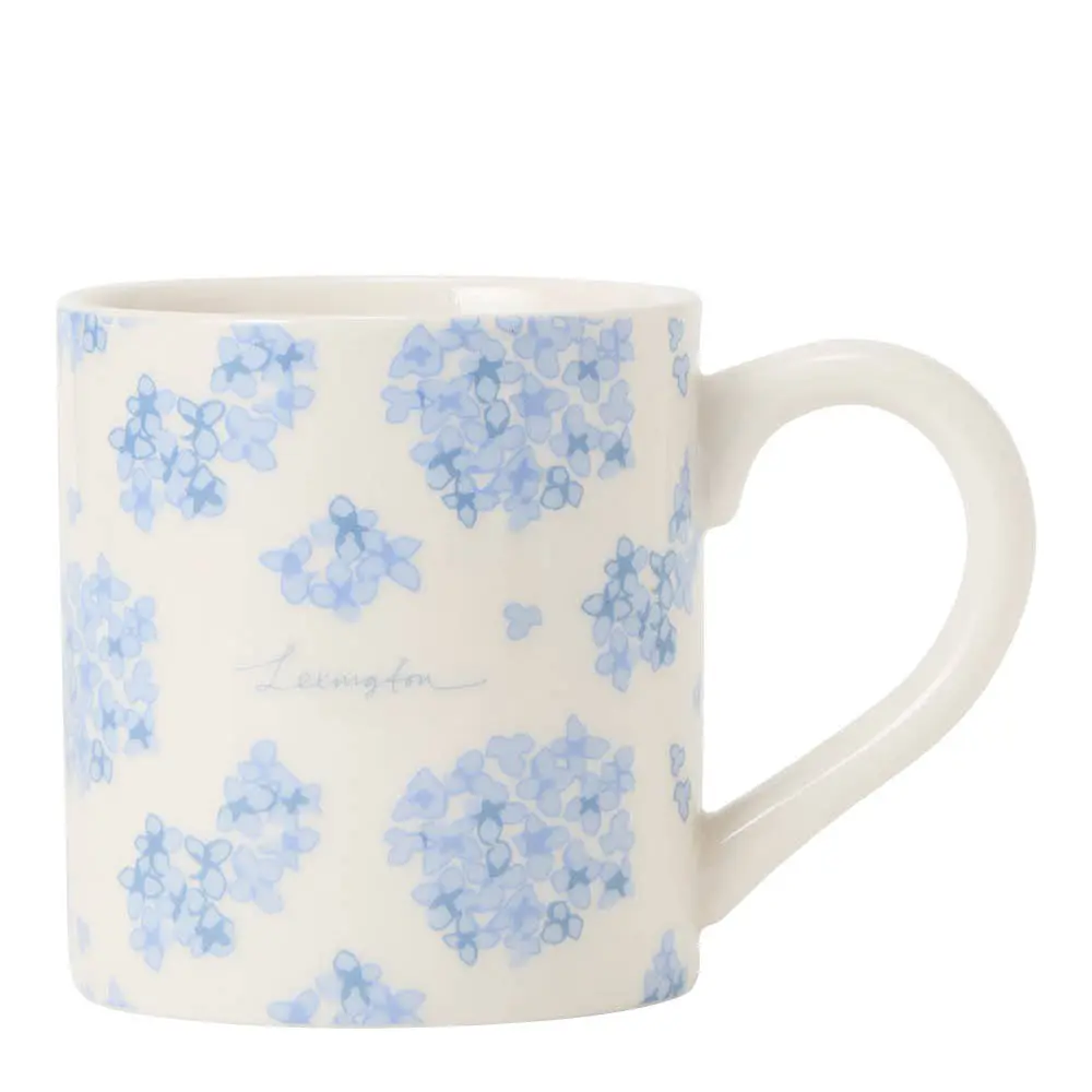 Krus 42 cl hvit/blå blomstermønster