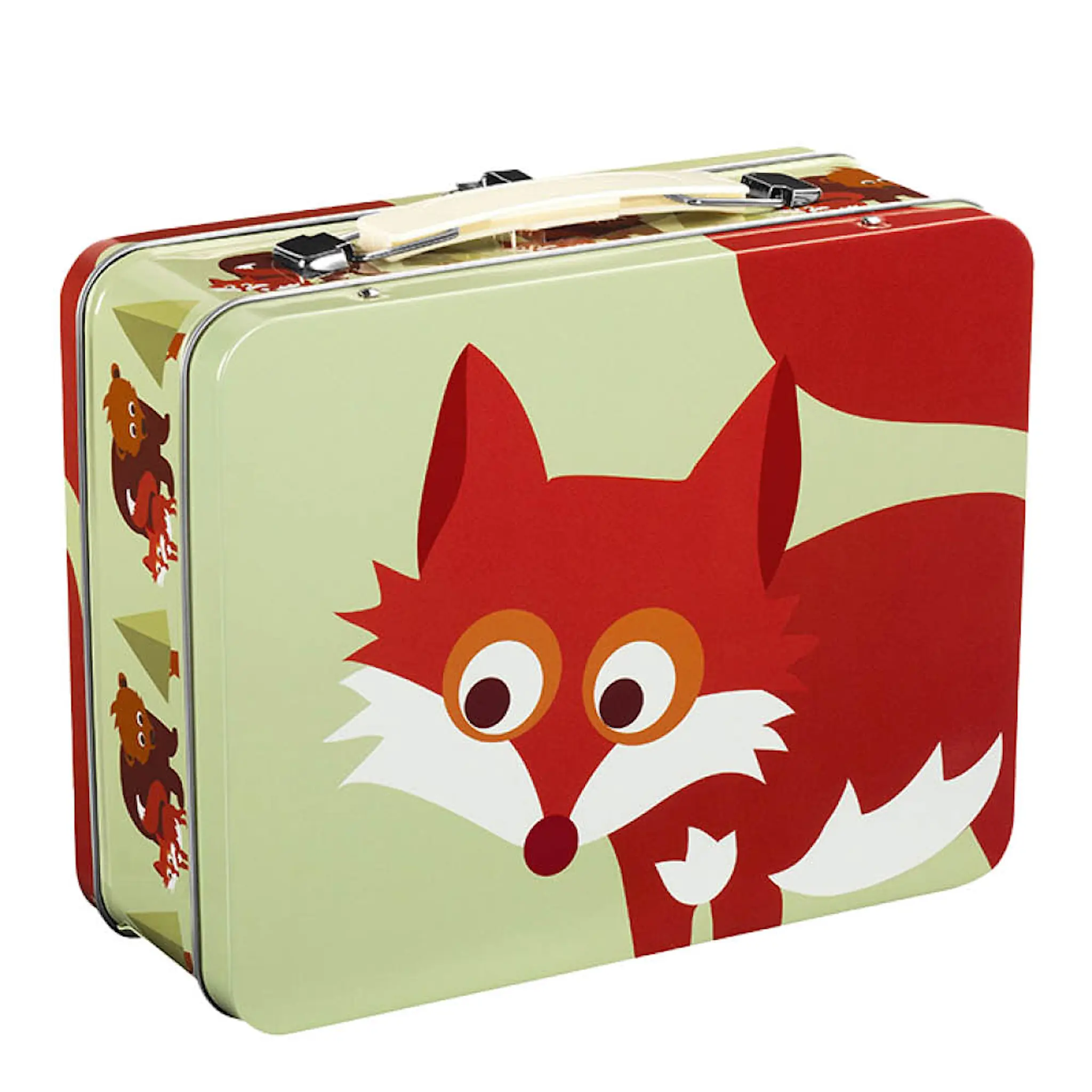 Blafre Skogsvänner plåtväska 16x19 cm stor räv grön