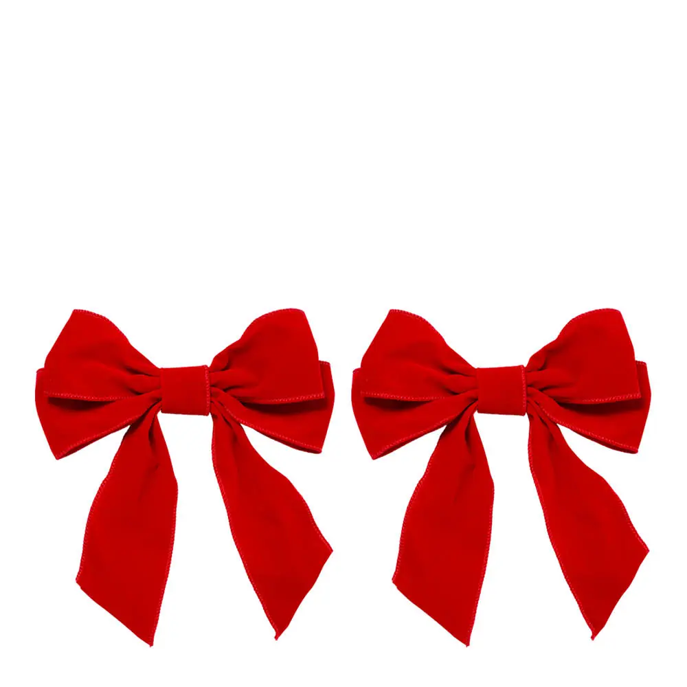 Santa's Favorites fløyelsløyfe med klips 20 cm 2 stk rød