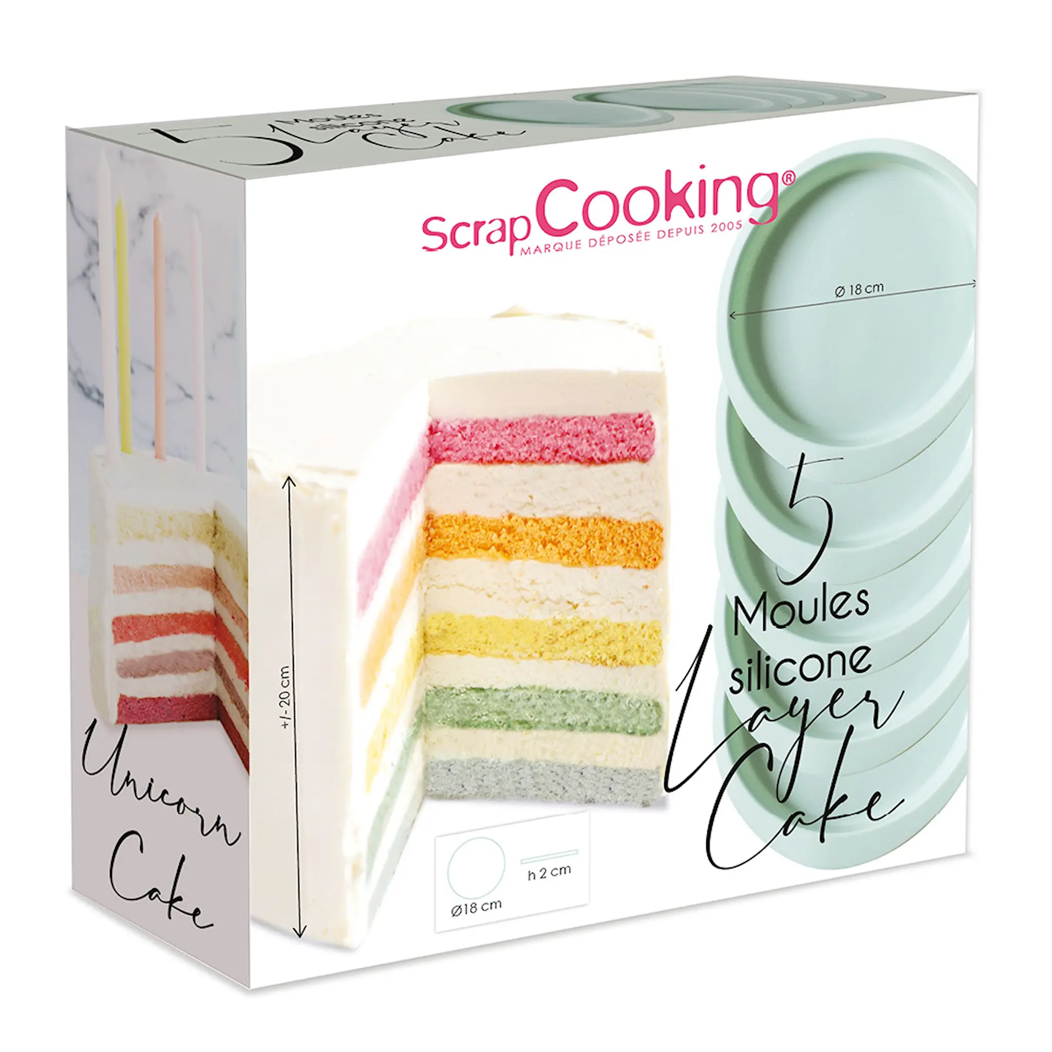 ScrapCooking Silikonform till tårtbotten 5-pack Ø18 cm mintgrön