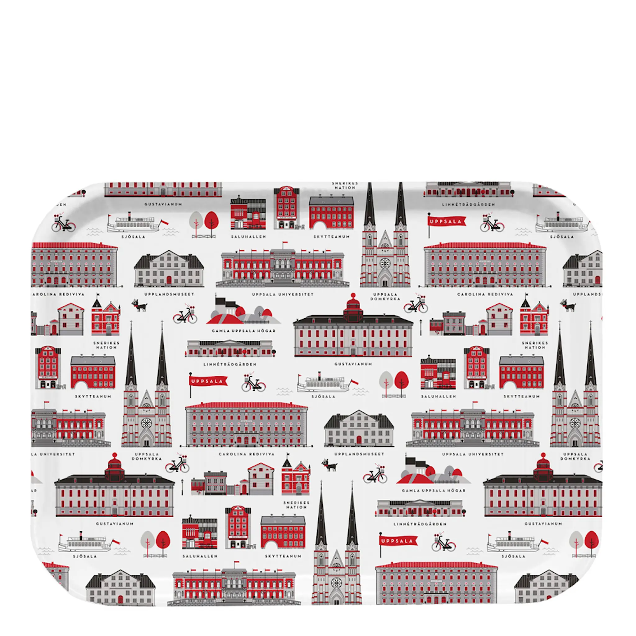 Citronelles Uppsala Frukostbricka 27x20 cm Röd