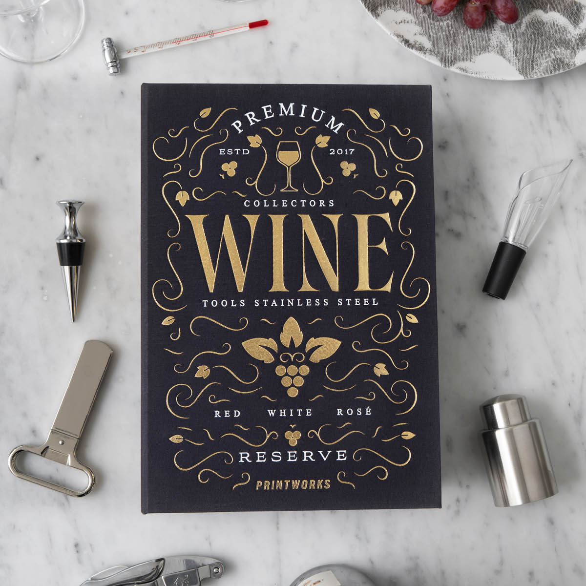 Printworks The Essentials vinverktyg 6 delar burgundy/guld