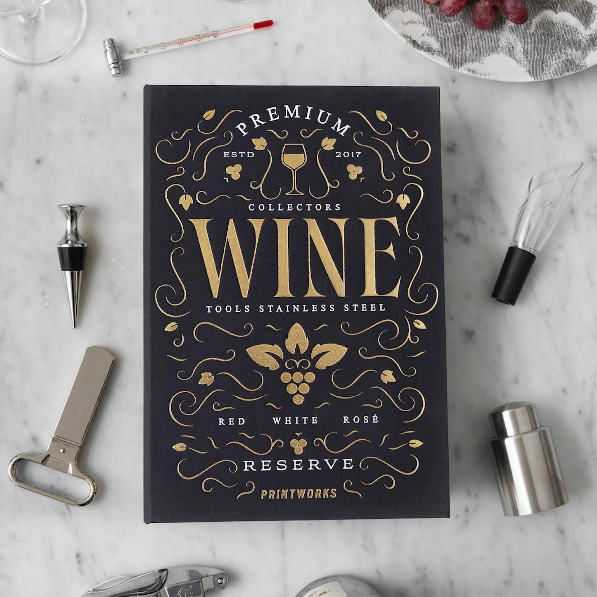 Printworks The Essentials vinverktyg 6 delar burgundy/guld