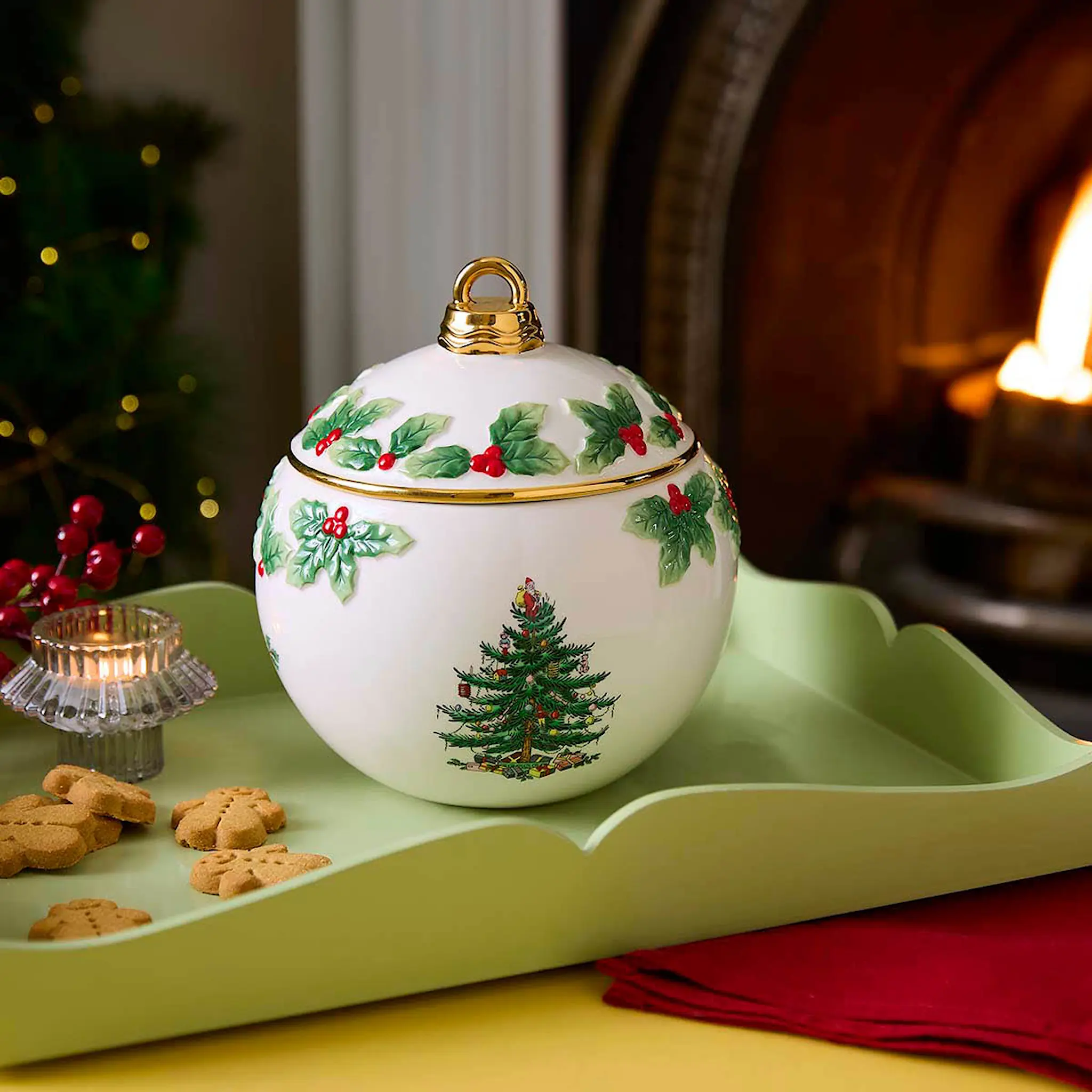 Spode Christmas Tree kakeboks julekule 20 cm