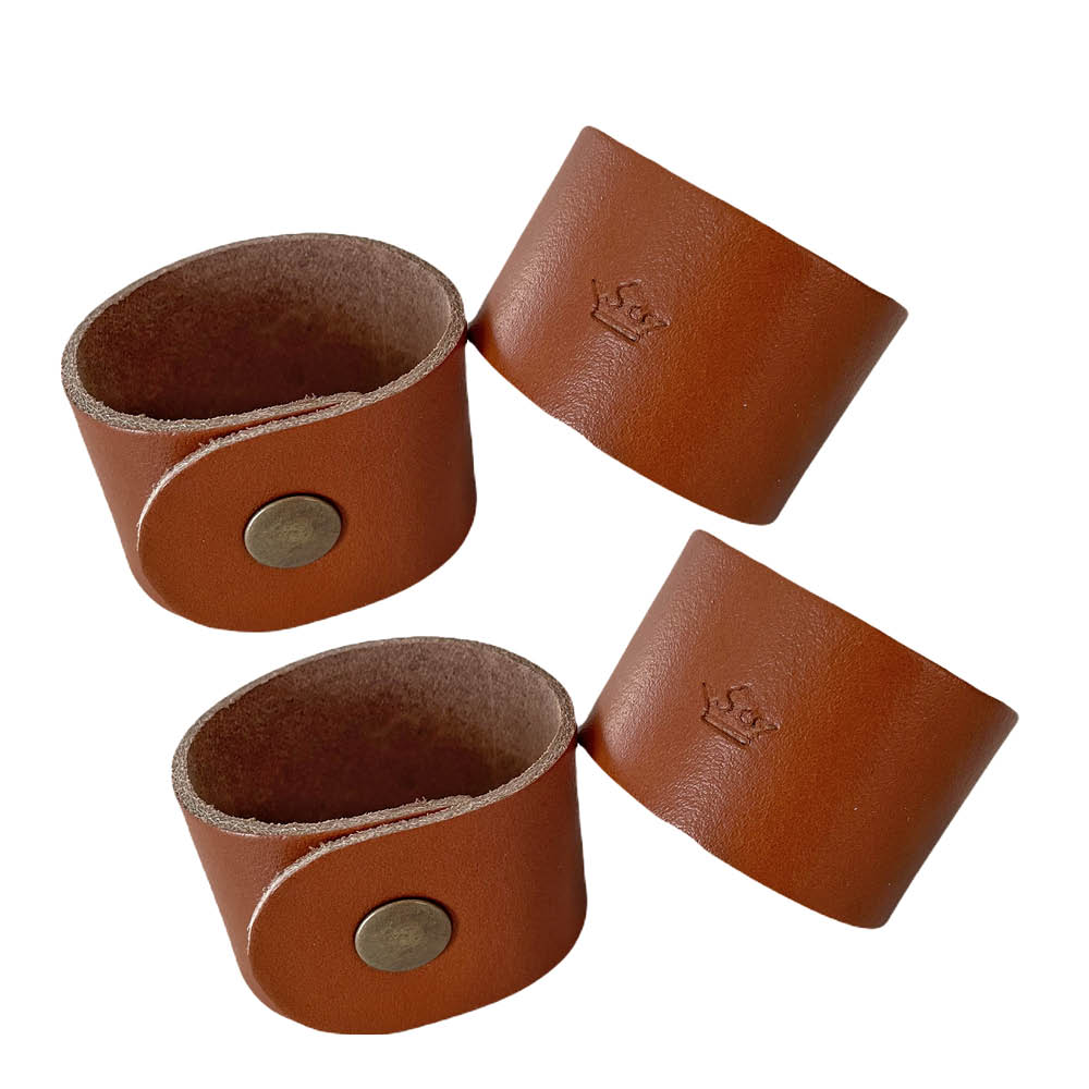 Nordan Home Servettring i läder 3 cm 4-pack mörkbrun