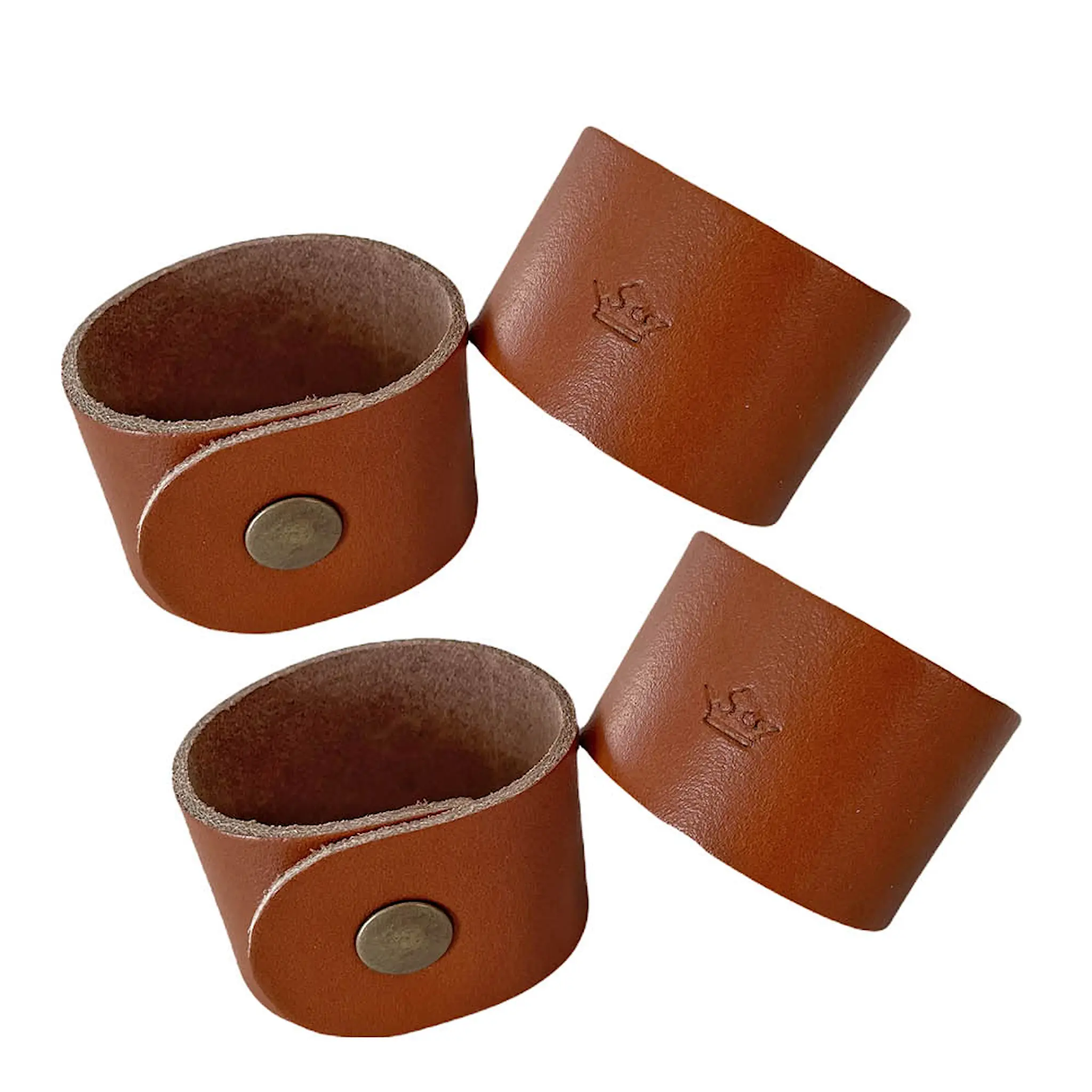 Nordan Home Servettring i läder 3 cm 4-pack mörkbrun
