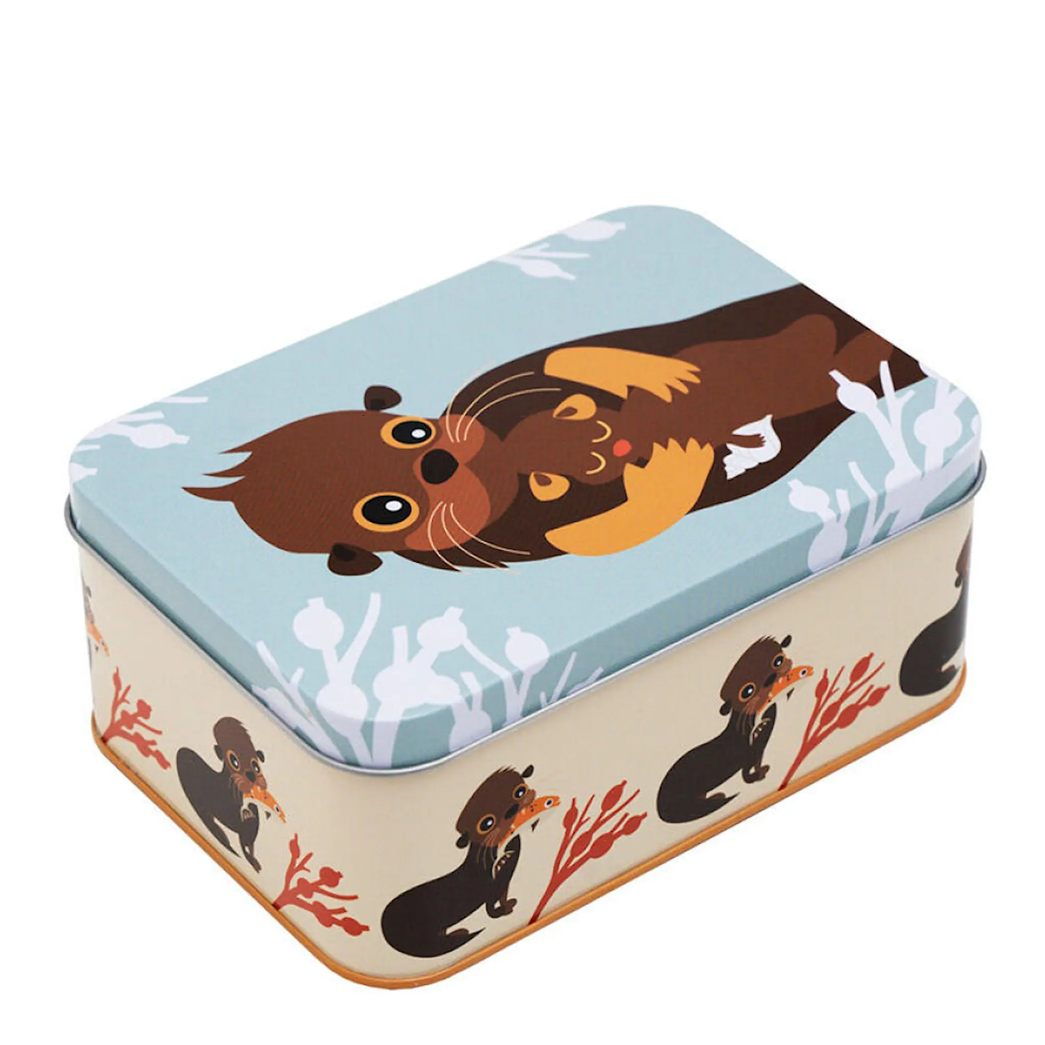 Blafre Utter matlåda / förvaringslåda plåt 10x14 cm blå/beige