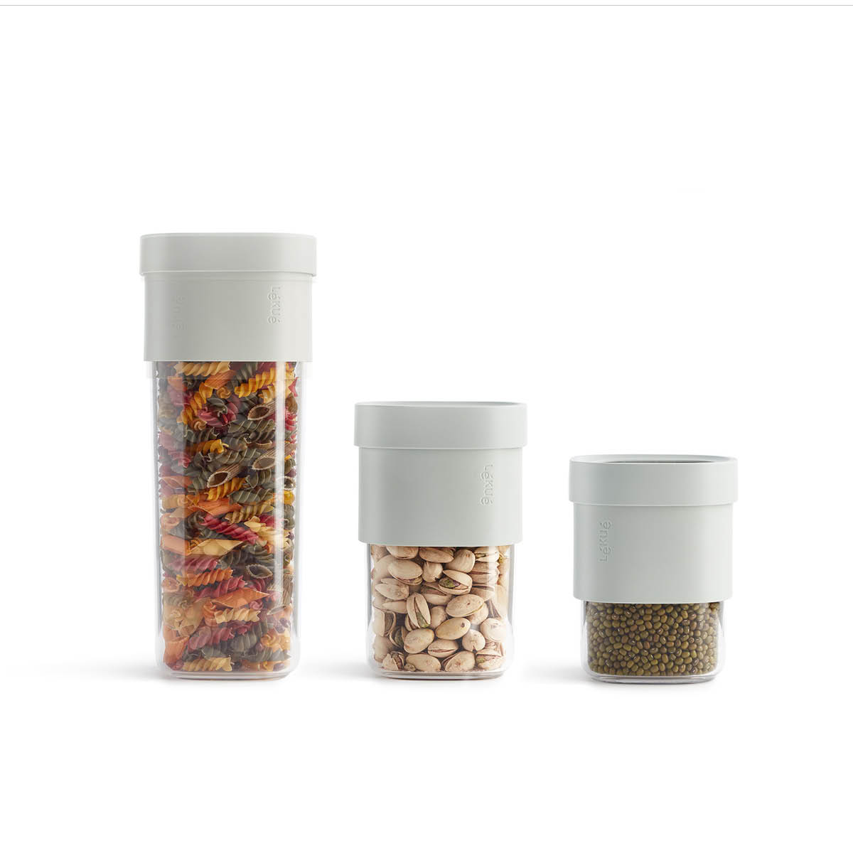 Lékué Flip Storage set förvaringsburk med lock 3 delar + insatser grön