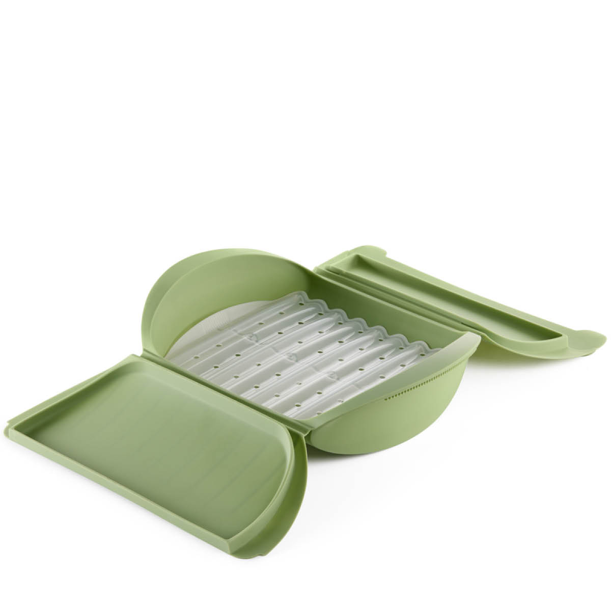 Lékué Ångkokare med bricka för mikrovågsugn 4 port. grön