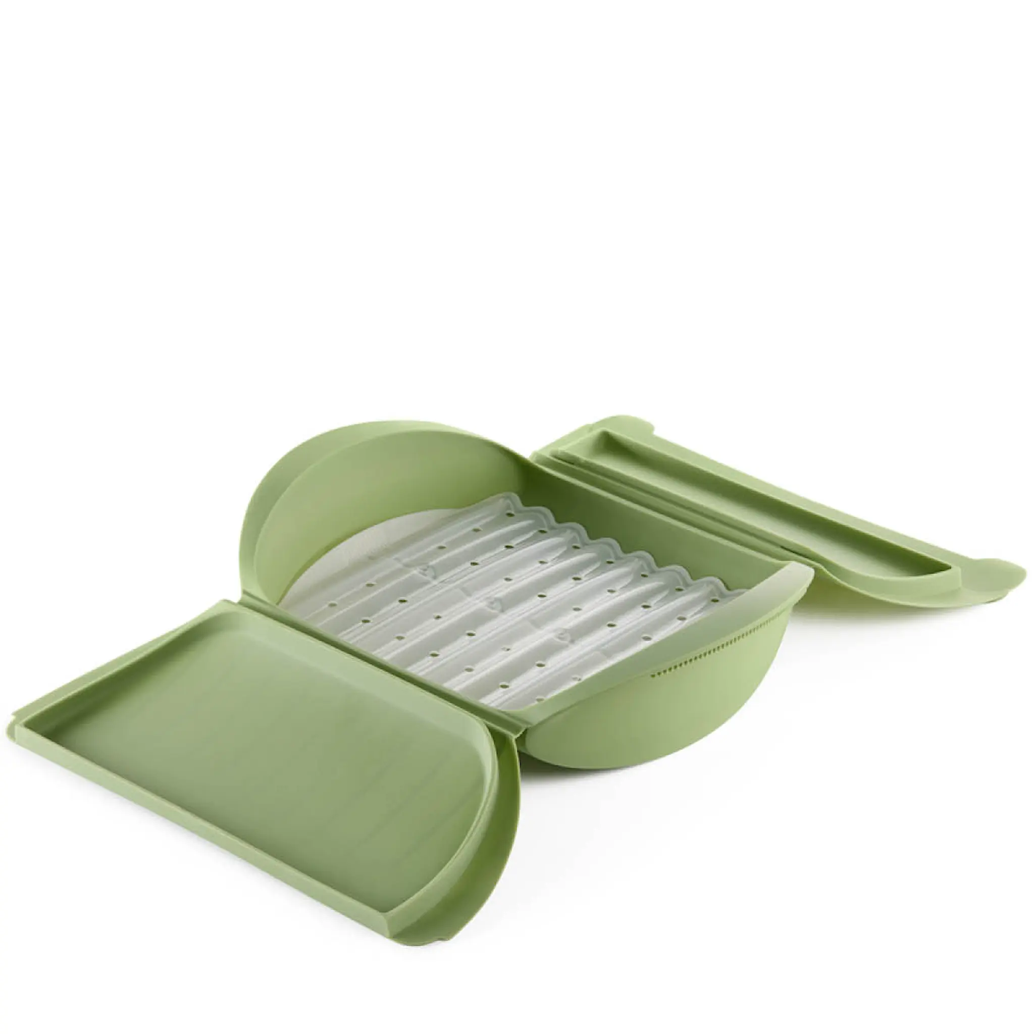 Lékué Ångkokare med bricka för mikrovågsugn 4 port. grön