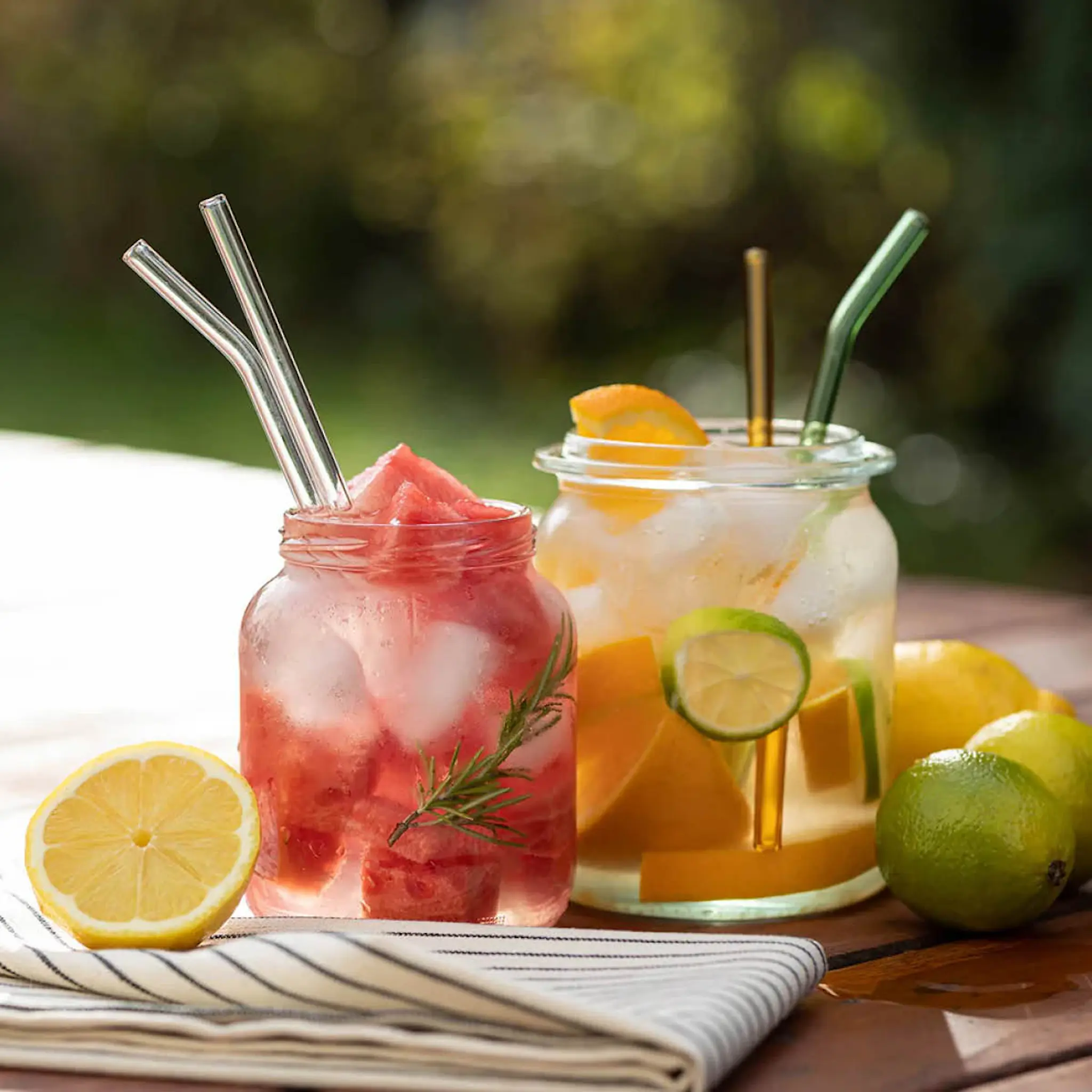 Tranquillo Rainbow sugrör i glas 21,5 cm 6-pack grön/grå/orange