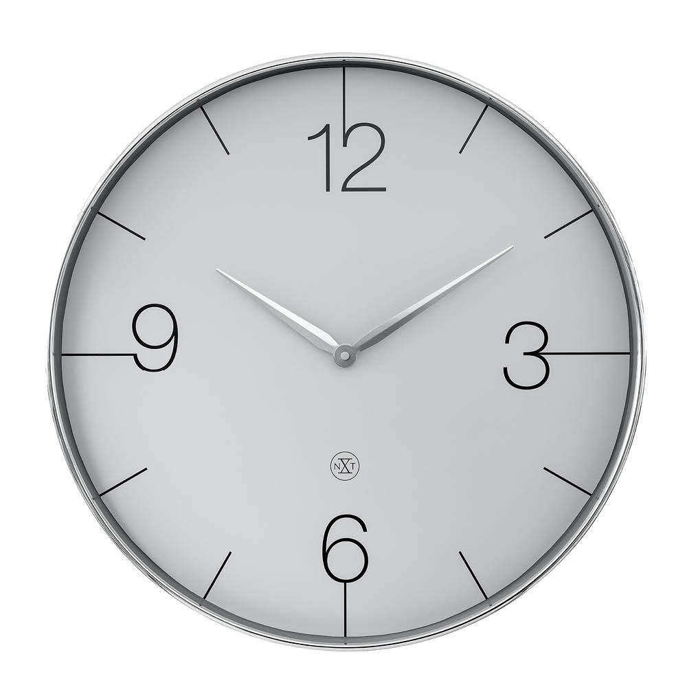 NeXtime Finesse Large nXt väggklocka 51 cm krom/grå