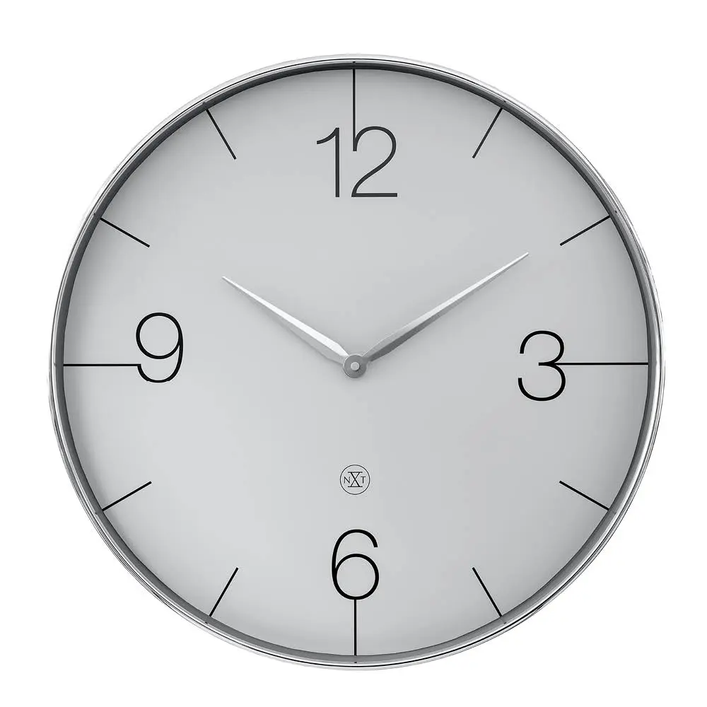 Finesse Large nXt veggklokke 51 cm krom/grå
