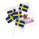 Tårtflagga i äkta flaggduk 13 cm 5-pack svenska flaggan
